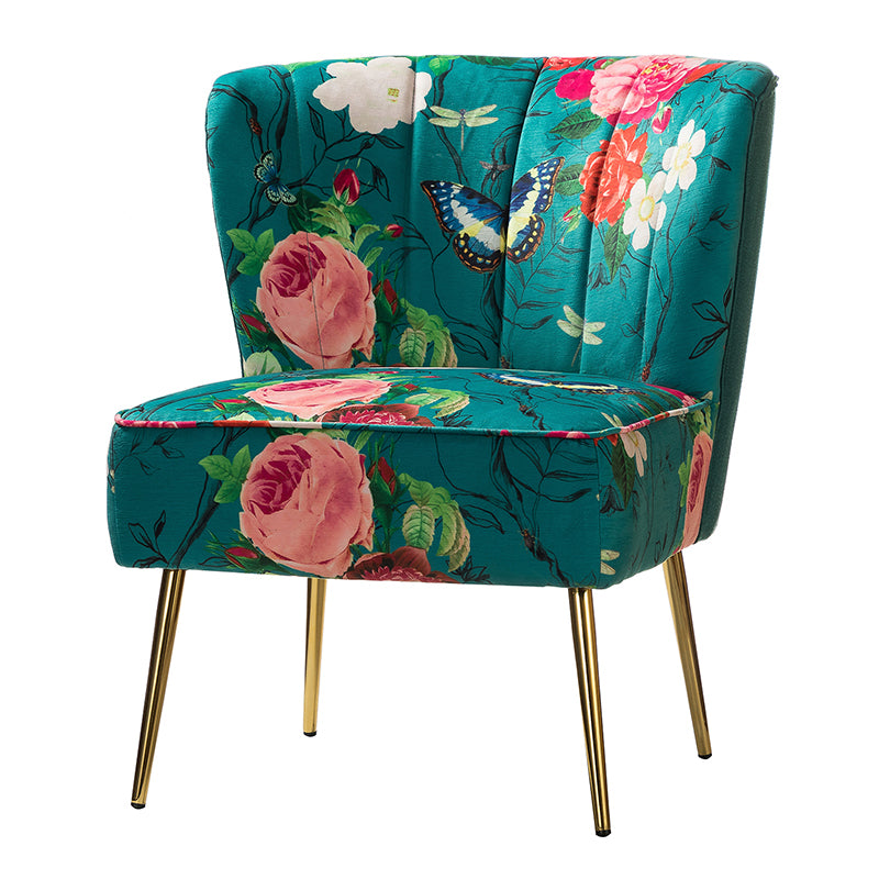 Luxury Coraline Velvet Barrel Chair with Tufted Back & Sturdy Metal Legs - Elegant Accent Chair for Living Room, Bedroom or Office Decor