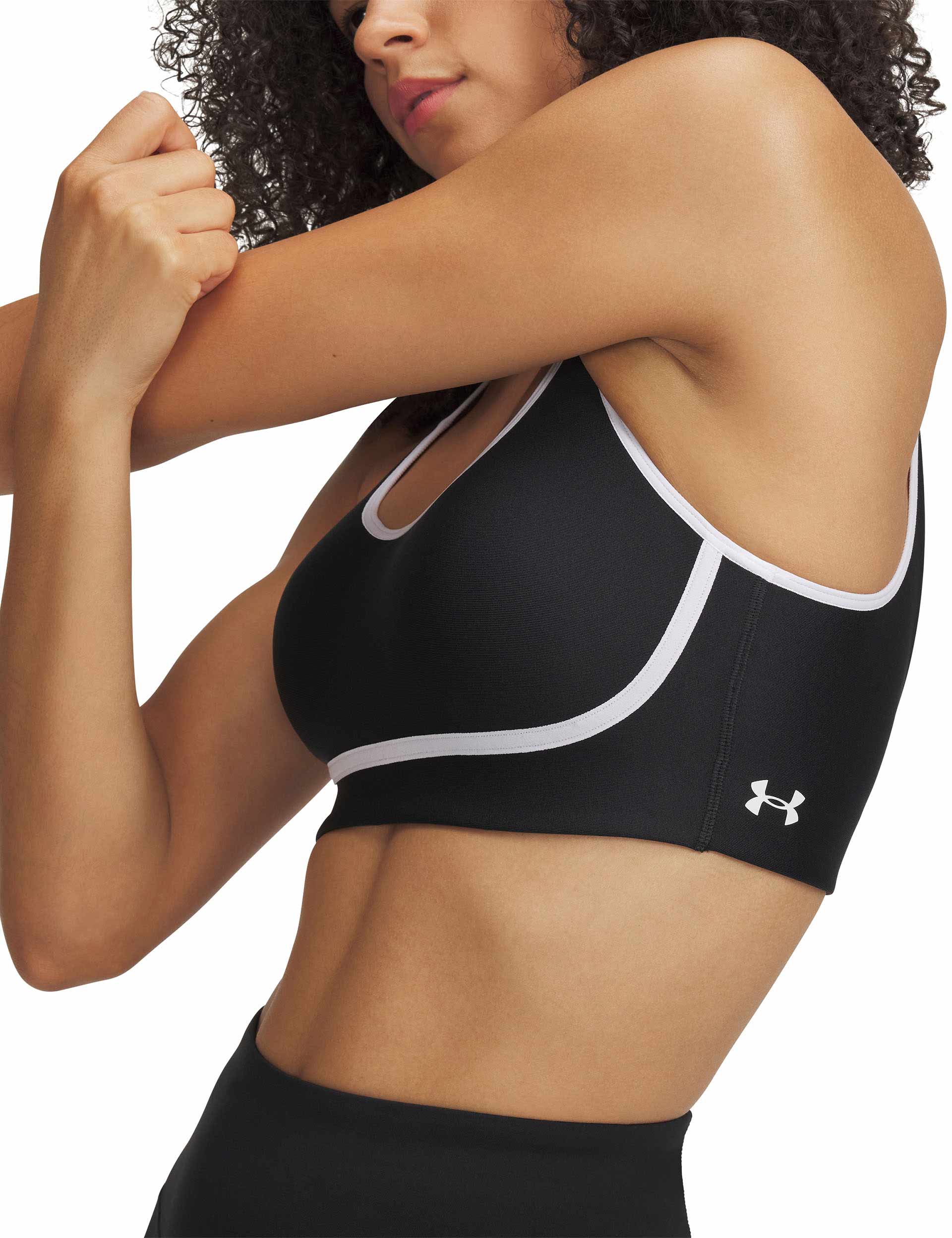 Infinity Mid Piped Sports Bra for Women - High Support Workout Top - Breathable & Moisture Wicking - Black/White - Perfect for Yoga, Running & Gym