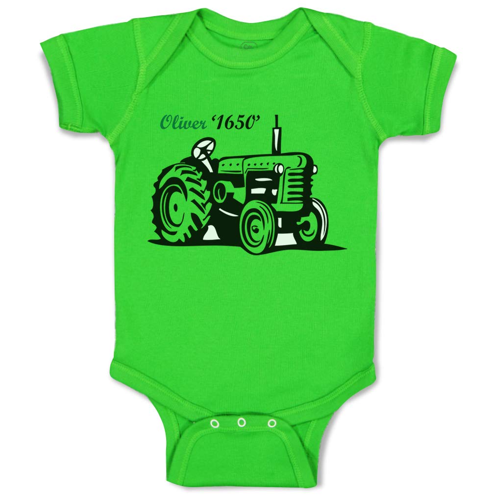 Funny Oliver Tractors Baby Bodysuit - Cute Cotton Onesie for Boys & Girls | Newborn Green Apple Design Humor Outfit | Perfect for Playtime, Photo Shoots & Everyday Wear
