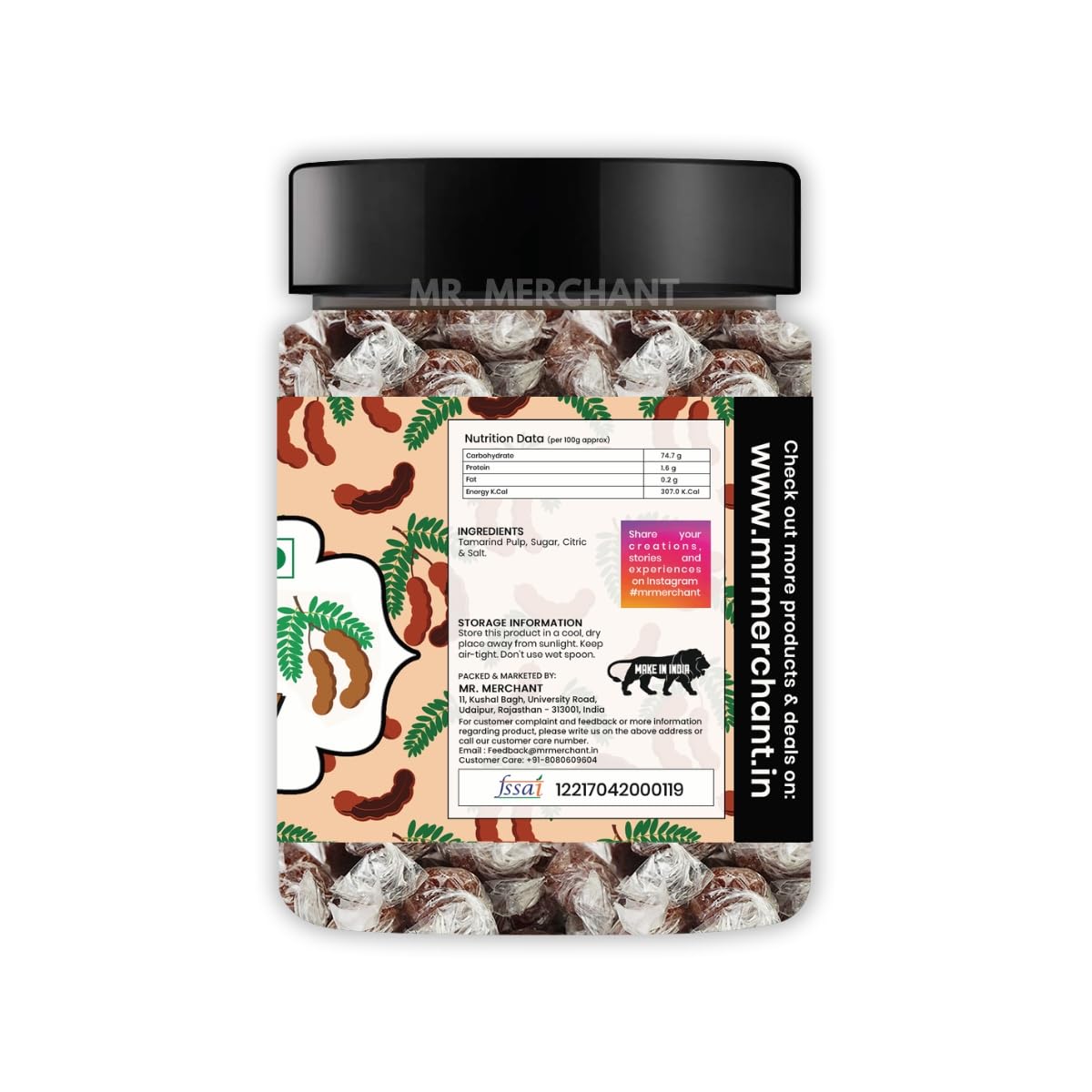 Mr. Merchant Imli Candy - Tangy Tamarind & Fenugreek Twist Candy (300g Jar) | Authentic Indian Sweet & Sour Treat | Perfect for Snacking, Gift Giving & Diwali Celebrations