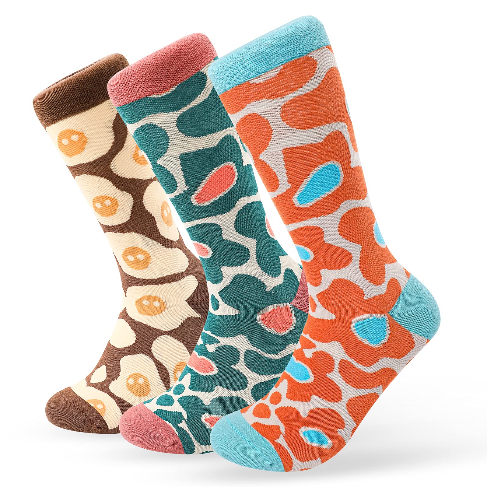 Women's Colorful Patterned Crew Socks - 3 Pack Fashion Dress Socks for Work, Casual & Special Occasions | Comfortable & Stylish Socks for Women