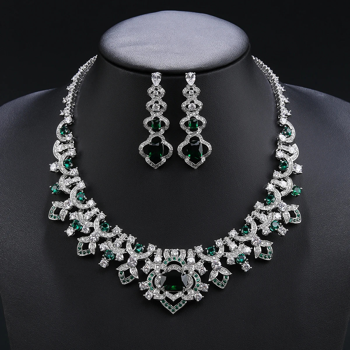 Luxury Cubic Zirconia Bridal Wedding Jewelry Set for Women - Elegant Necklace & Earrings Set CN11300 | Perfect for Weddings, Anniversaries, and Special Occasions
