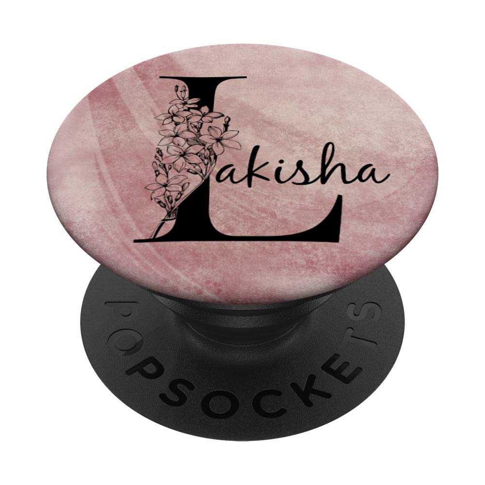 Lakisha Personalized Name Tumbler - Floral Rose Pink Grunge Design Custom Insulated Cup for Women, Perfect for Office, Gym & Travel