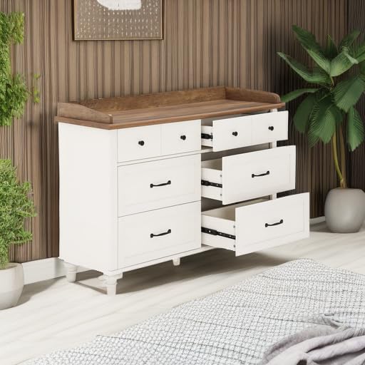 WAMPAT 6-Drawer Wooden Dresser for Bedroom & Nursery - Mid-Century Modern Storage Organizer
