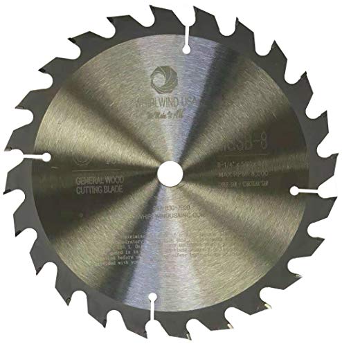 Whirlwind USA MGSB 8 1/4 Inch 24 Teeth Carbide Circular Saw Blade for Wood Cutting - Compatible with Cordless Miter & Table Saws - 7/8-5/8