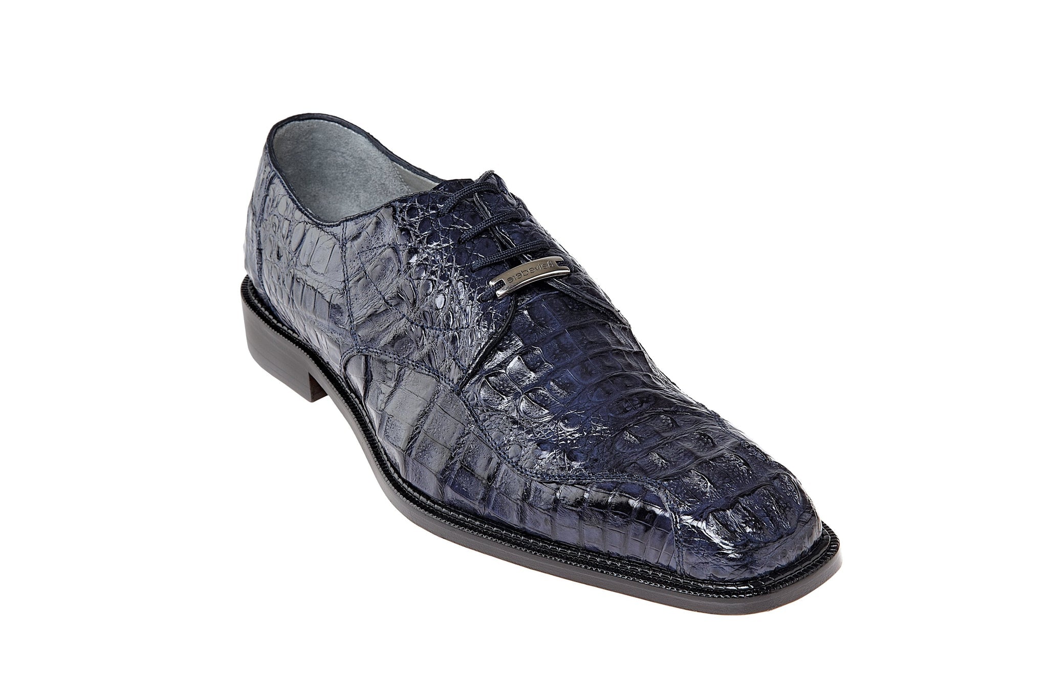 Belvedere Chapo Genuine Hornback Caiman Dress Shoes in Navy - 1465 | Premium Men's Formal Footwear for Business, Weddings & Special Occasions
