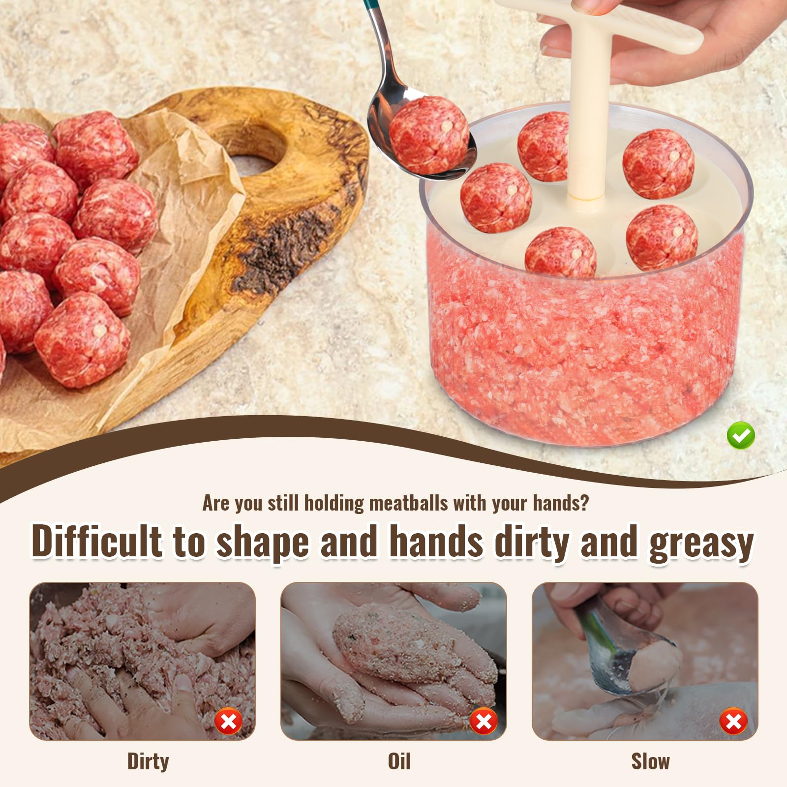 5-in-1 Meatball Maker Tool - Transparent Kitchen Gadget for Perfect Meatballs, Shrimp Balls & Veggie Balls | Durable Cooking Utensil for Home Chefs | Ideal for Meal Prep, Party Snacks & Family Dinners (White)