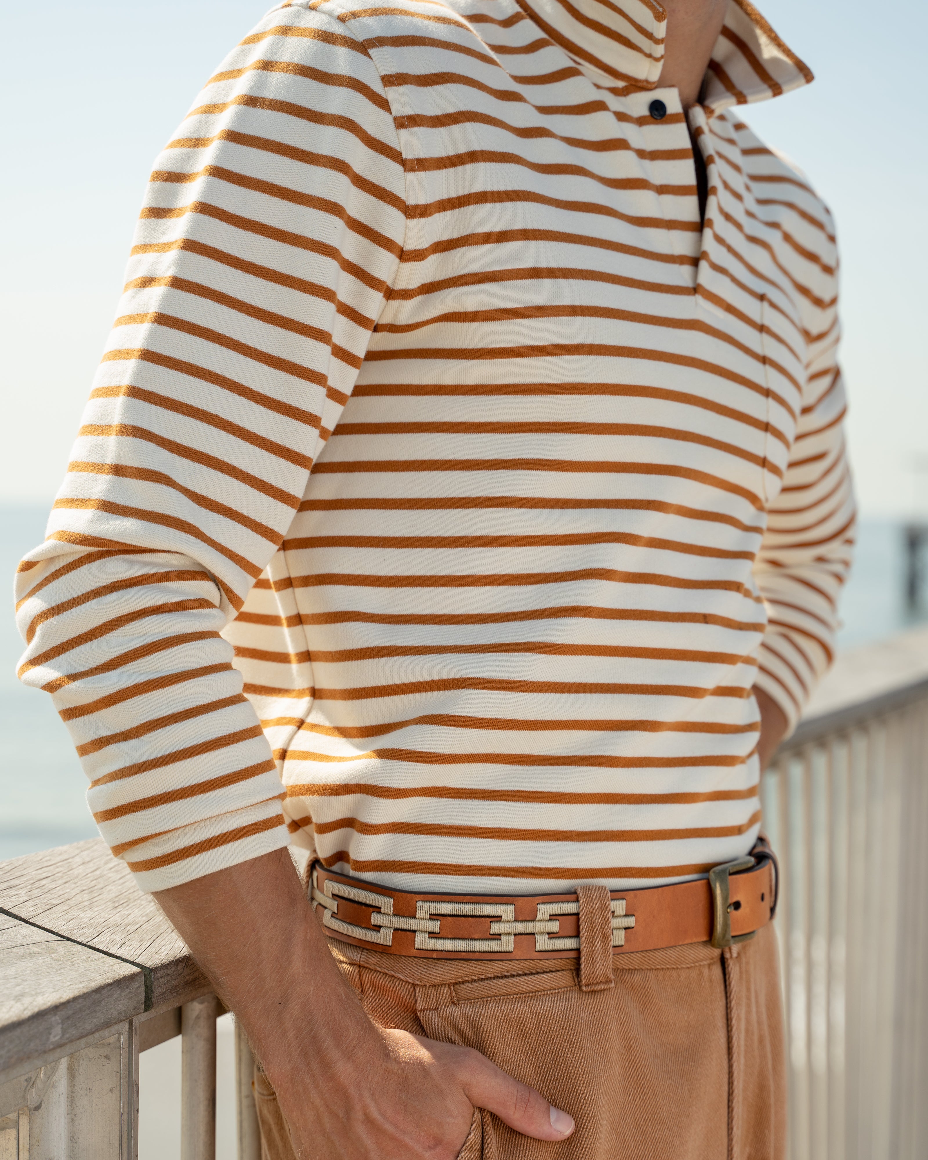 Acadia Polo Shirt for Men - Cream/Acorn Loopback Terry Cotton - Comfortable Casual Wear for Golf, Office & Outdoor Activities