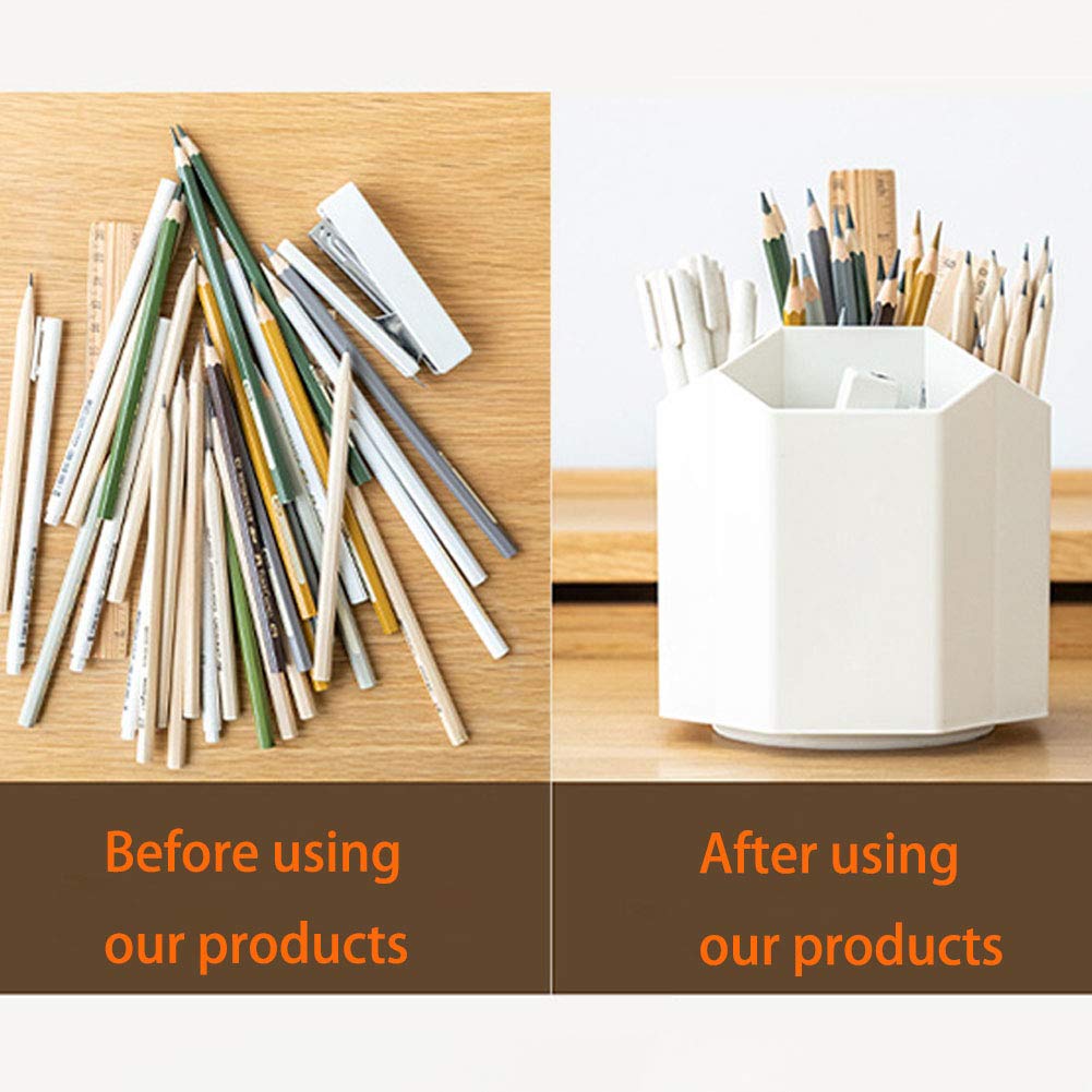 5-Compartment White Desktop Organizer with Pencil Holders - Office & School Supplies Caddy for Pens, Colored Pencils & Art Brushes - Perfect Teacher Gift, Classroom & Home Office Organization Solution