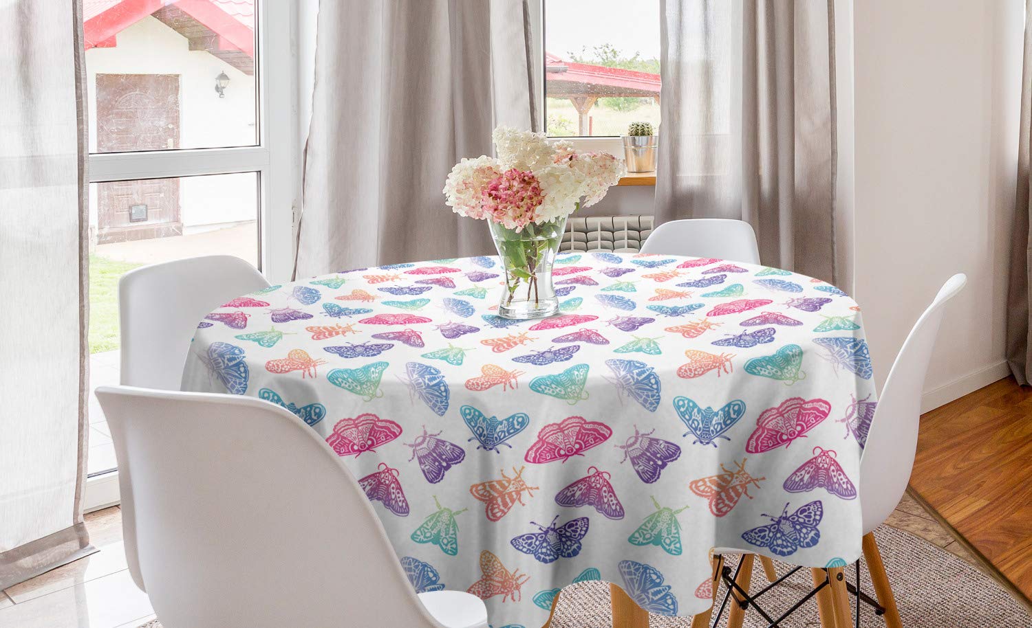Ambesonne Butterfly Round Tablecloth 60