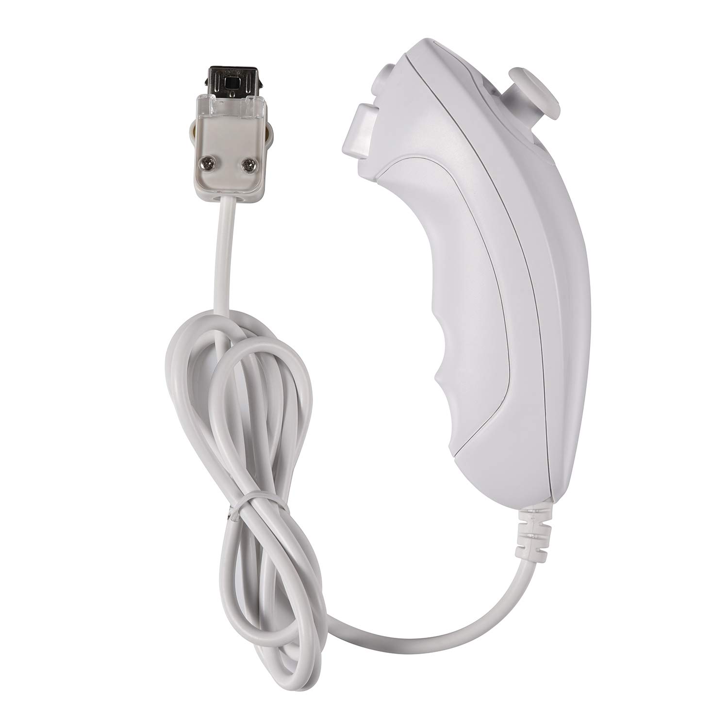 4 Pack White Wii Nunchuk Controller Replacement - Compatible with Wii & Wii U Console - Perfect for Mario Kart, Wii Sports & Family Gaming Parties