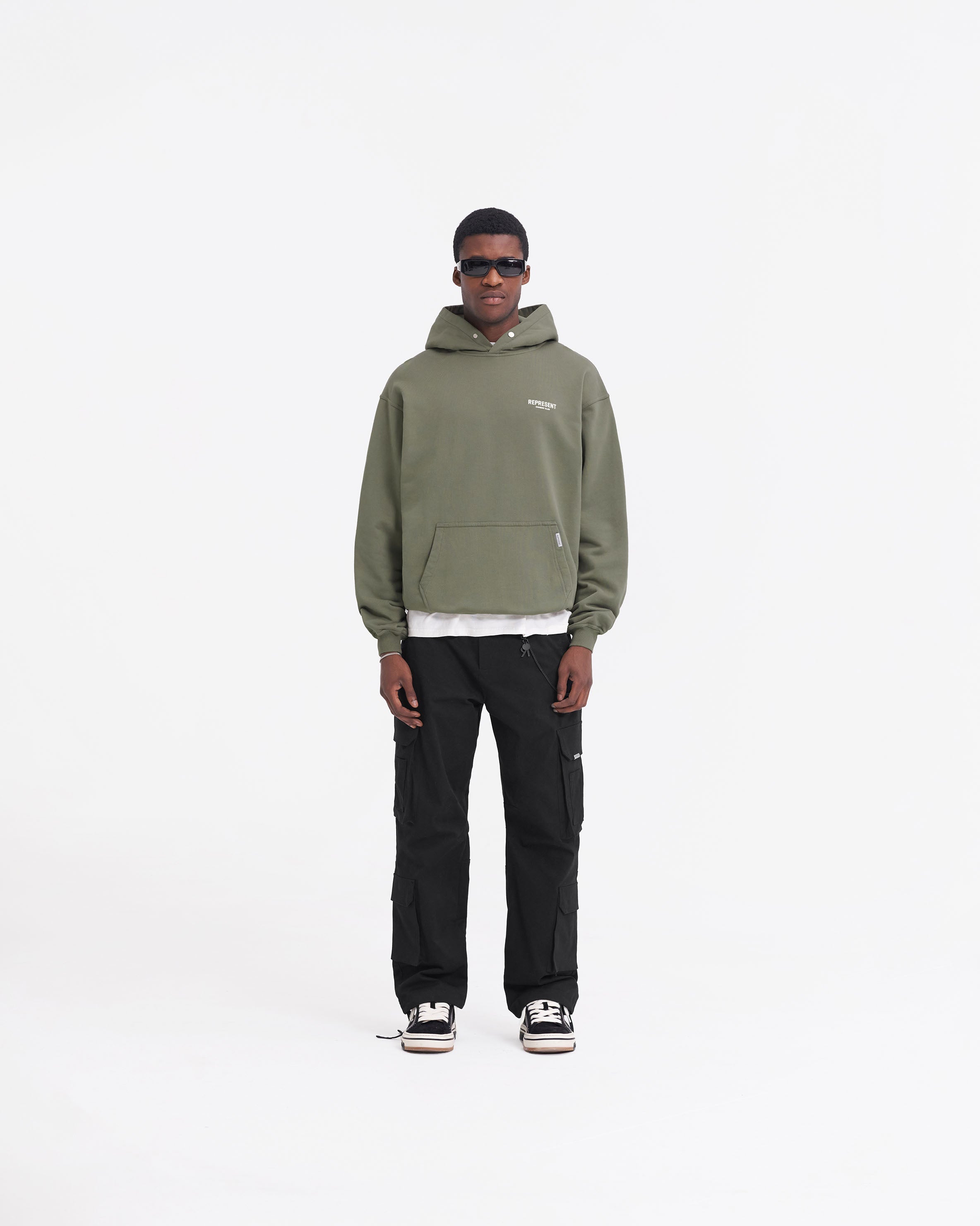 Represent Owners Club Hoodie - Olive Green Pullover for Men & Women | Streetwear Fashion, Casual Wear, Gym & Lounge Outfit