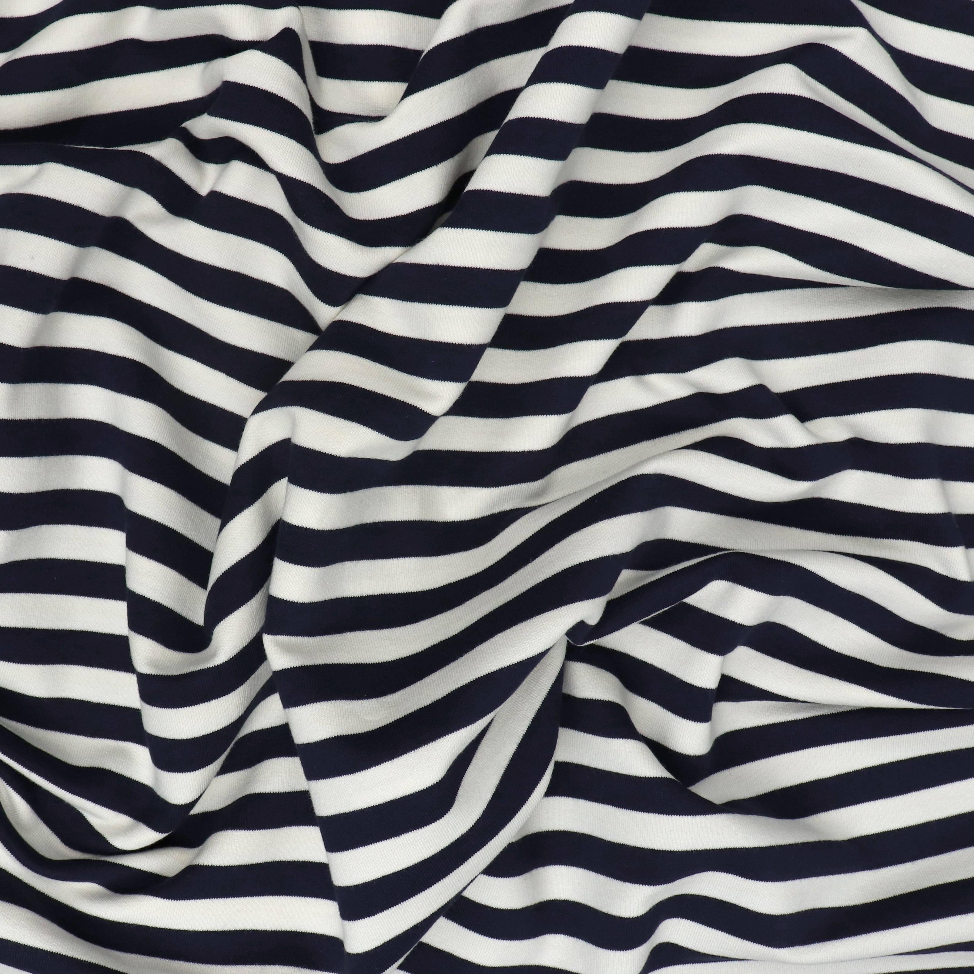 Premium French Terry Fabric - Yarn Dyed Stripe Navy Blue - Soft & Durable Material for Loungewear, Hoodies & DIY Fashion Projects