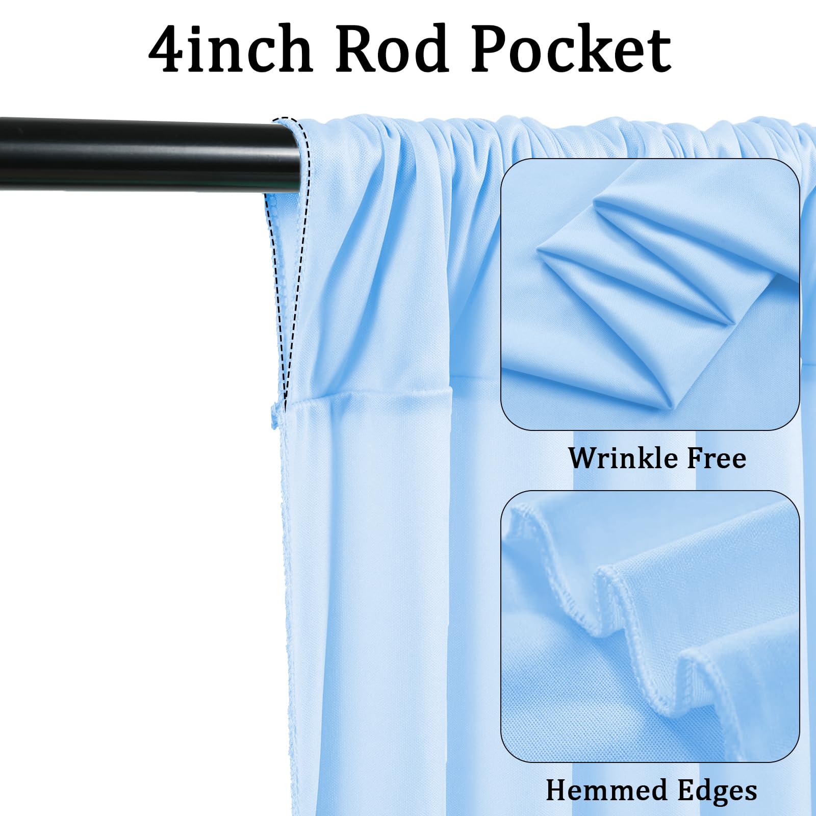 10x7ft Wrinkle-Free Polyester Photo Backdrop Curtain - Blue Pink White Gender Reveal & Baby Shower Decor - 5-Panel Wedding Party Background for Photography, Events & Celebrations