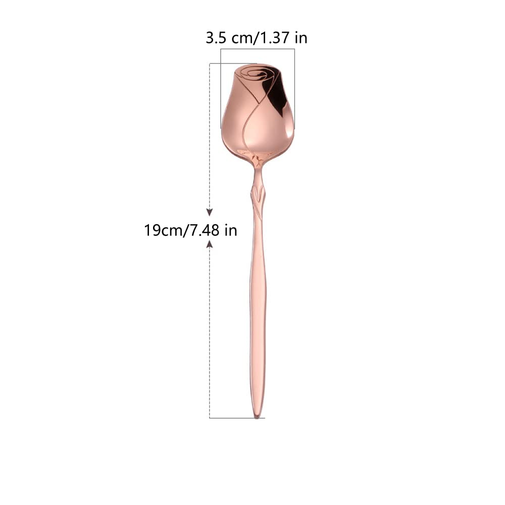 Premium 5-Pack Rose Gold Stainless Steel Spoons Set - Elegant Rose Flower Shaped Coffee, Dessert, Ice Cream & Tea Spoons - Perfect for Gifting, Parties, Dining & Holiday Celebrations