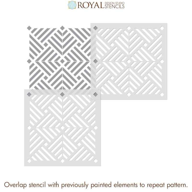 Decorative Illusion Tile Furniture Stencil for DIY Home Decor - Perfect for Wood, Walls & Craft Projects