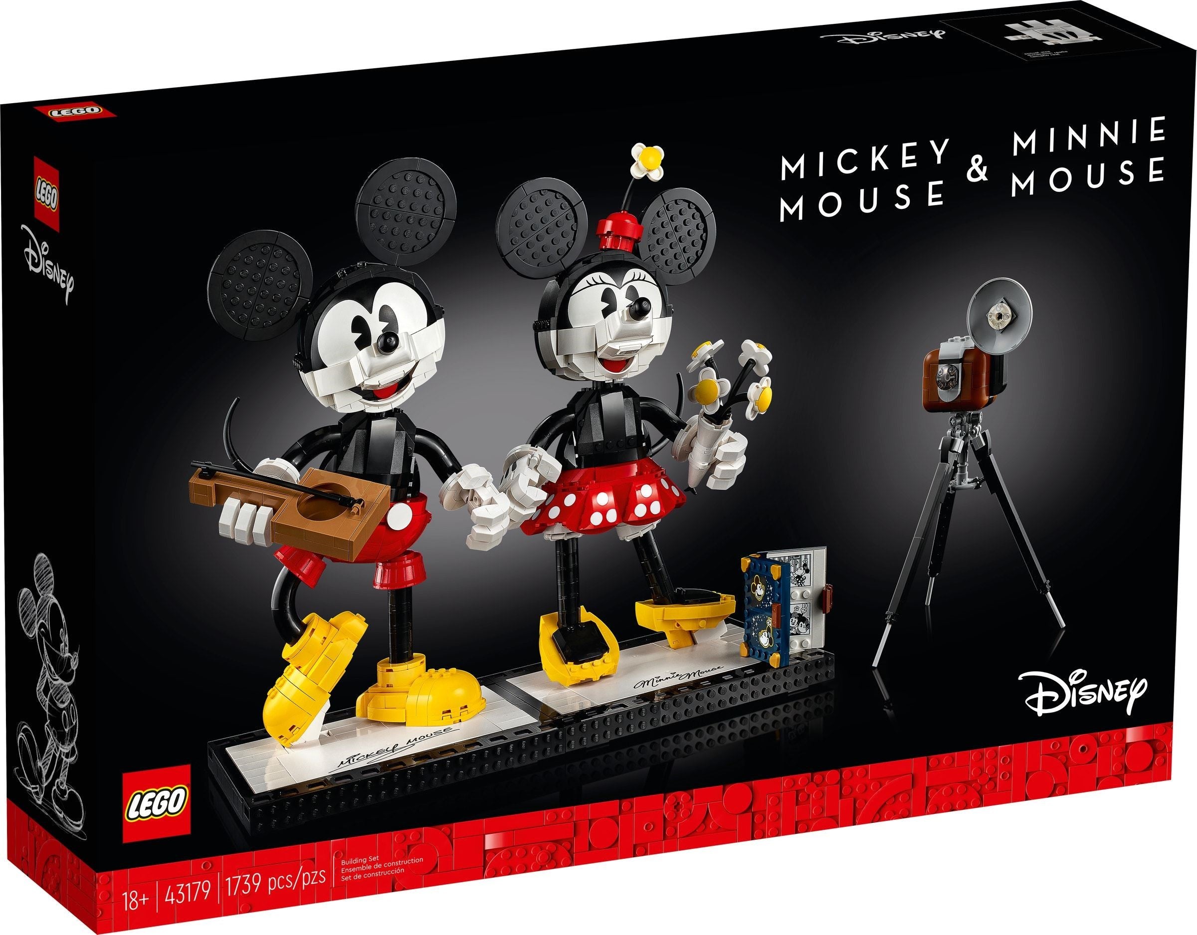 LEGO 43179 Mickey Mouse & Minnie Mouse Building Set - Disney Collectible Toy for Kids & Adults - Perfect for Disney Fans, Birthday Gifts & Home Decor