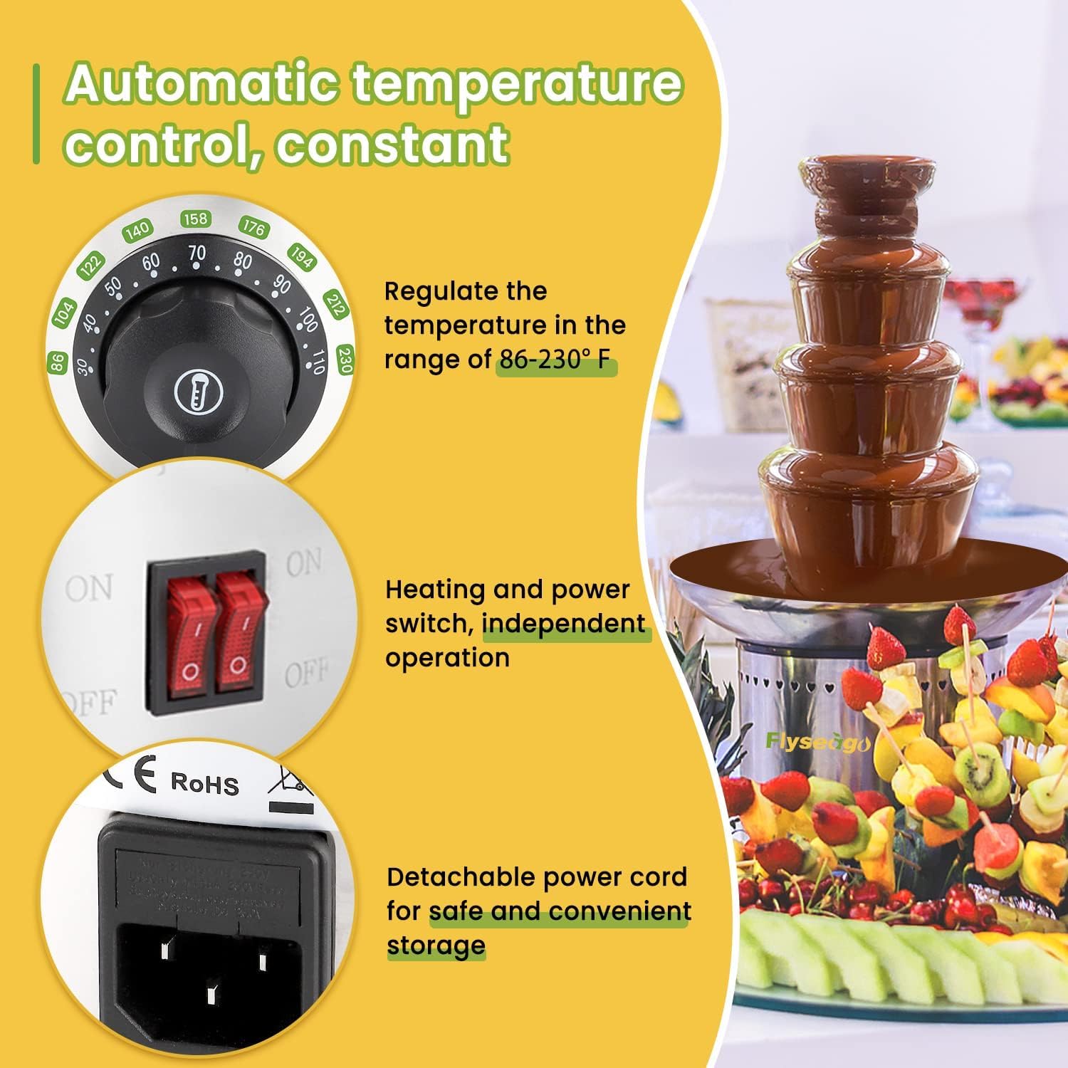 Commercial Chocolate Fountain 4-Tier 11Lbs Capacity - Large Stainless Steel Chocolate Fondue Tower with Knob Control for Nacho Cheese & Hot Chocolate Waterfall - Perfect for Weddings, Parties & Catering Events
