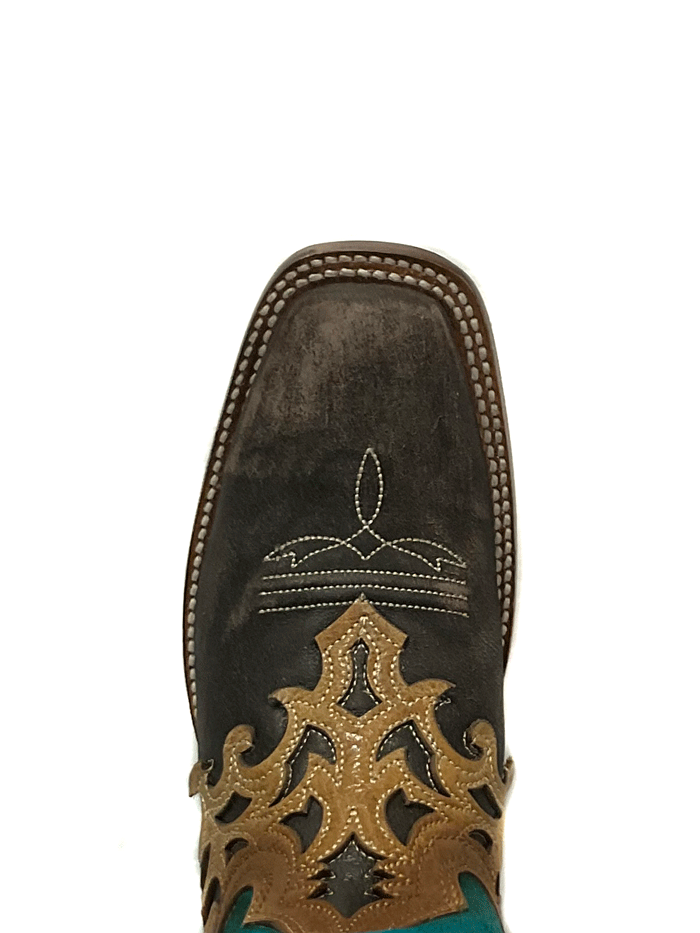 Corral Z5099 Women's Blue Tobacco Western Boots with Overlay & Embroidery Square Toe - Perfect for Country Dancing, Rodeos & Western Fashion