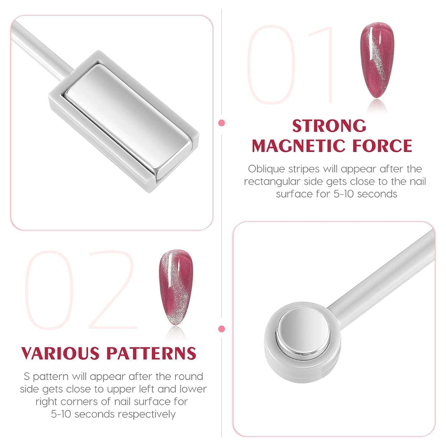 Double Head Magnet Stick for 3D Magnetic Cat Eye Gel Nail Polish - Professional Nail Art Manicure Tool (1-Piece) - Perfect for Salon & Home Nail Designs