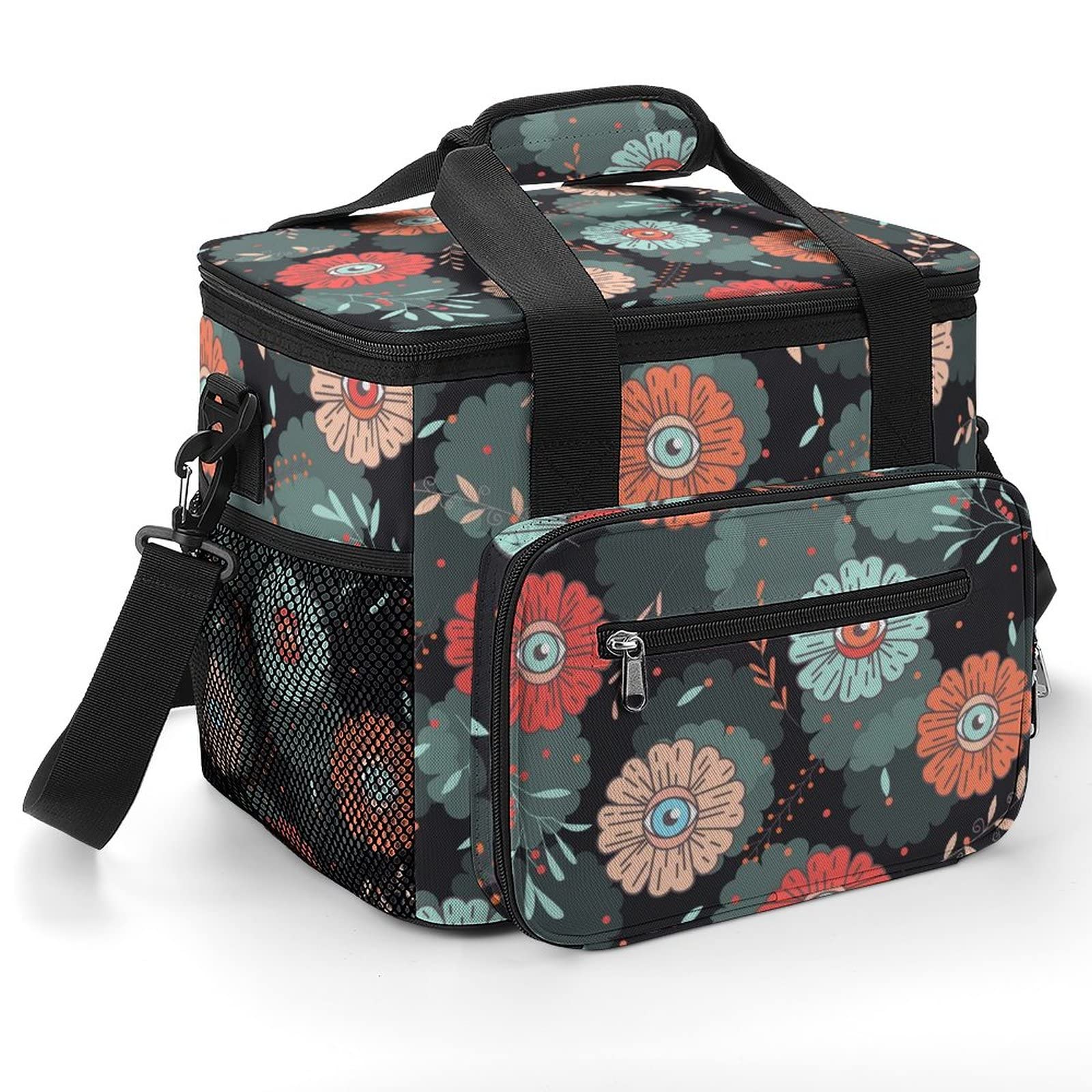 Eye Instead A Flower Insulated Cooler Bag - Large Leakproof Portable Thermal Lunch Tote for Men & Women | Perfect for Picnics, Beach Trips & Office Meals