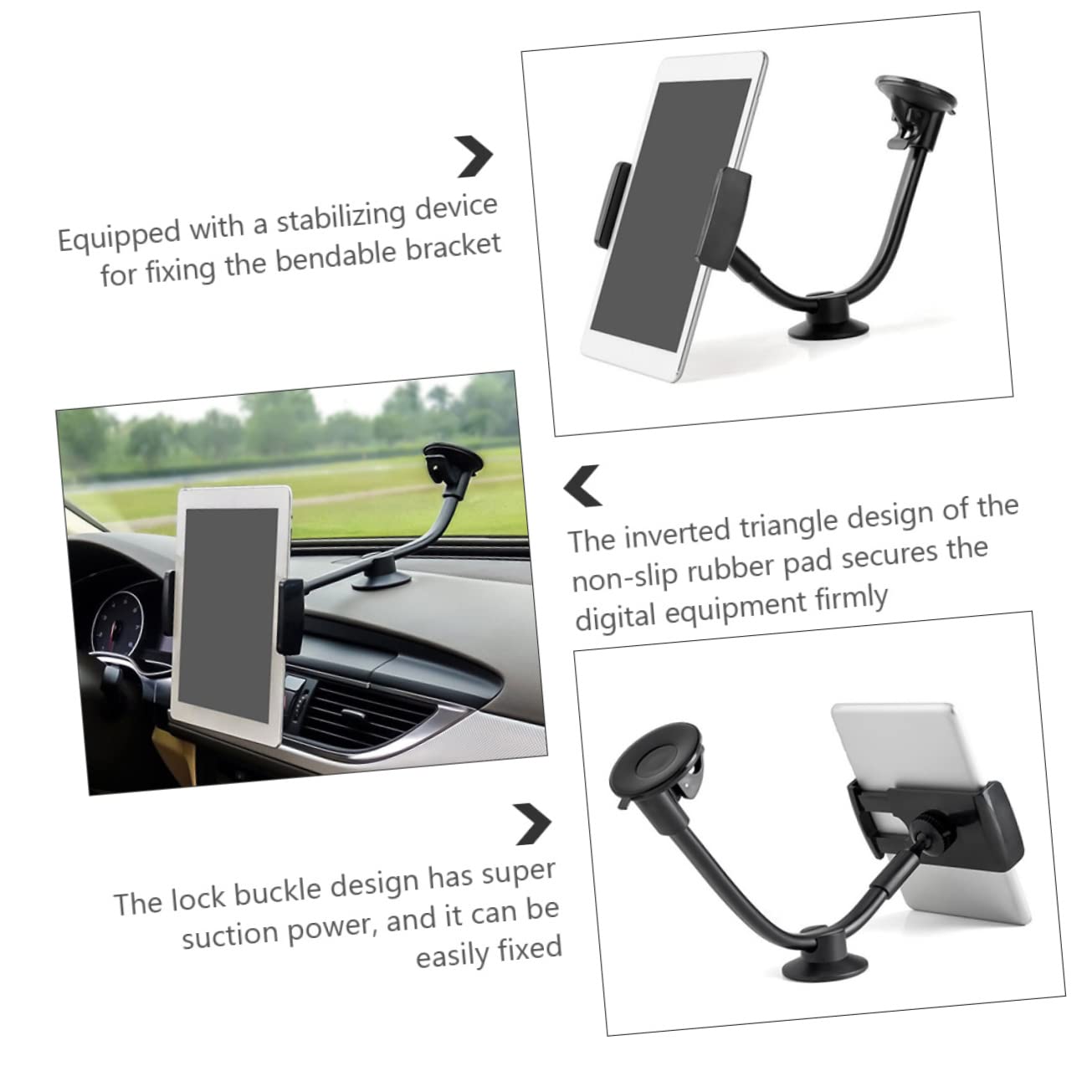 Universal Car Tablet and Phone Mount Holder - 2 Pack for Hands-Free Driving, GPS Navigation & Entertainment - Compatible with All Smartphones and Tablets up to 12.9