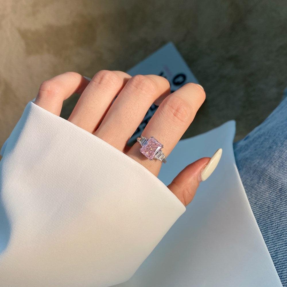 Elegant Pink CZ Cushion Fashion Ring for Women | Cubic Zirconia Statement Jewelry | Perfect for Parties, Weddings & Everyday Wear