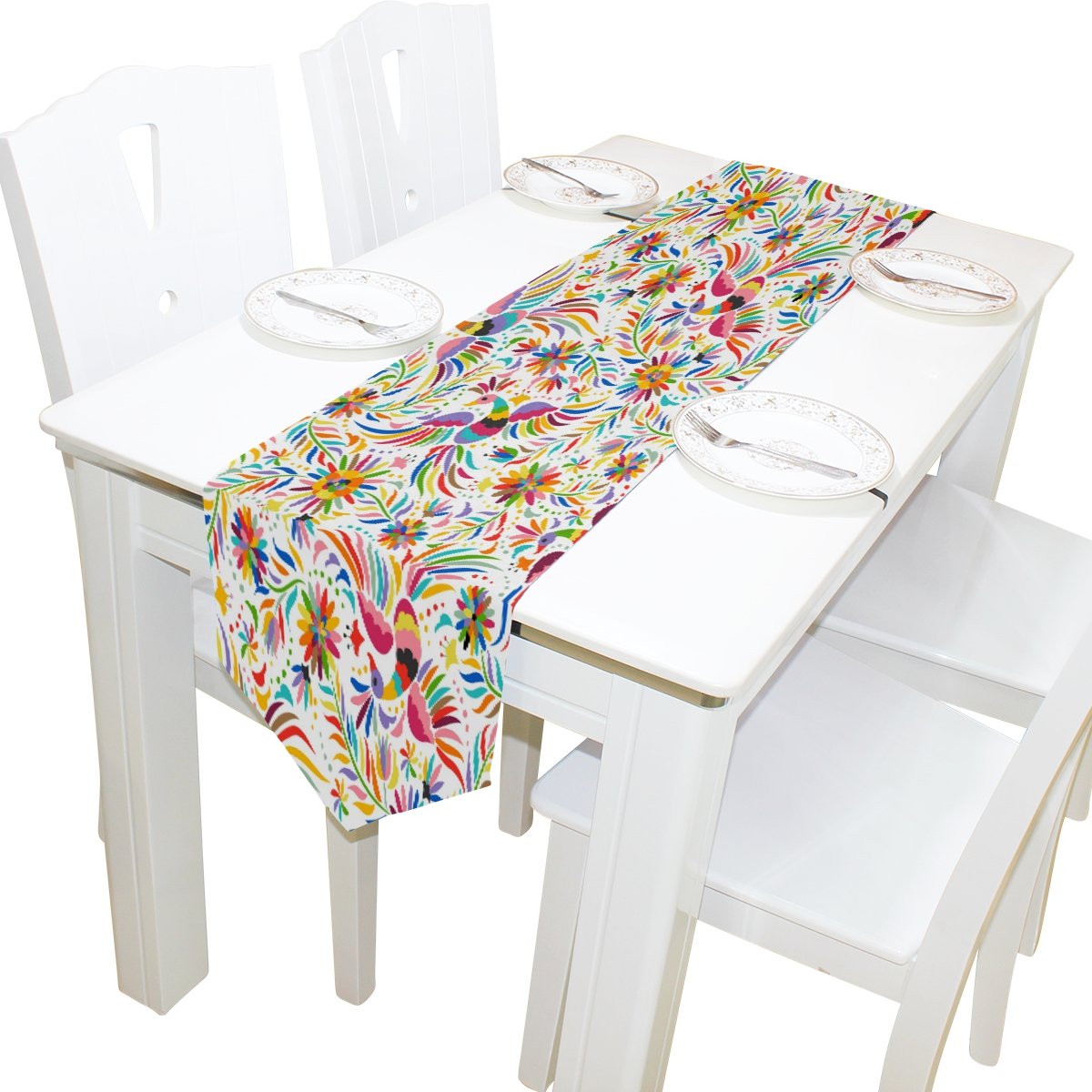 ALAZA Mexican Colorful Birds & Flowers Table Runner - 13x90 Inch Decorative Table Cloth for Wedding, Party, Banquet - Perfect for Coffee Table, Dining Table & Home Decor