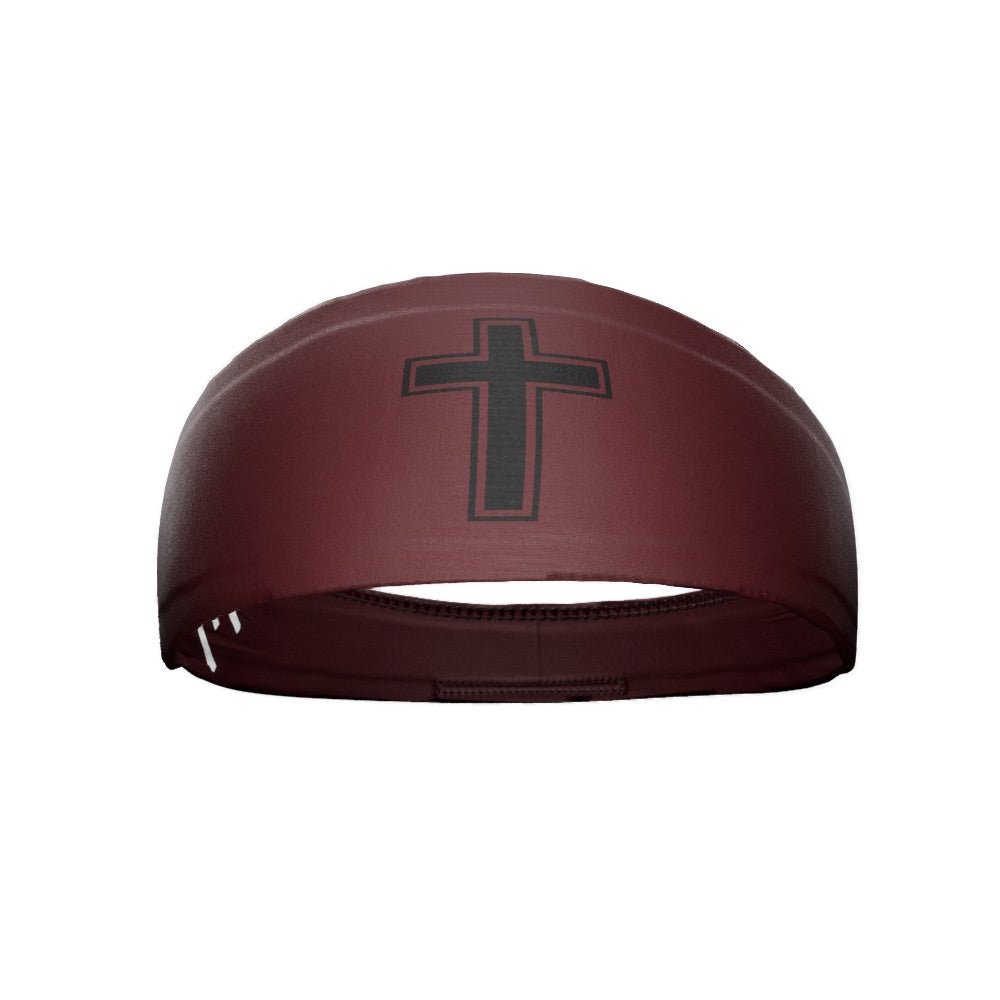 Faith Cross Maroon Headband for Women - Stretchable Knit Hair Band for Church, Workouts & Everyday Wear - Comfortable & Stylish Head Accessory