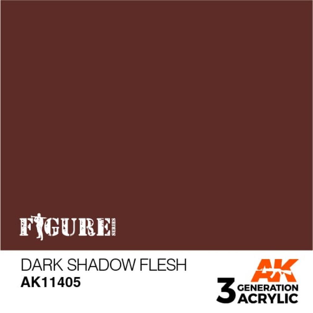 AK Interactive AK11405 Dark Shadow Flesh Acrylic Paint - 17ml Bottle for Miniature Figures & Model Painting - 3rd Generation Premium Formula for Wargaming, Dioramas & Scale Models