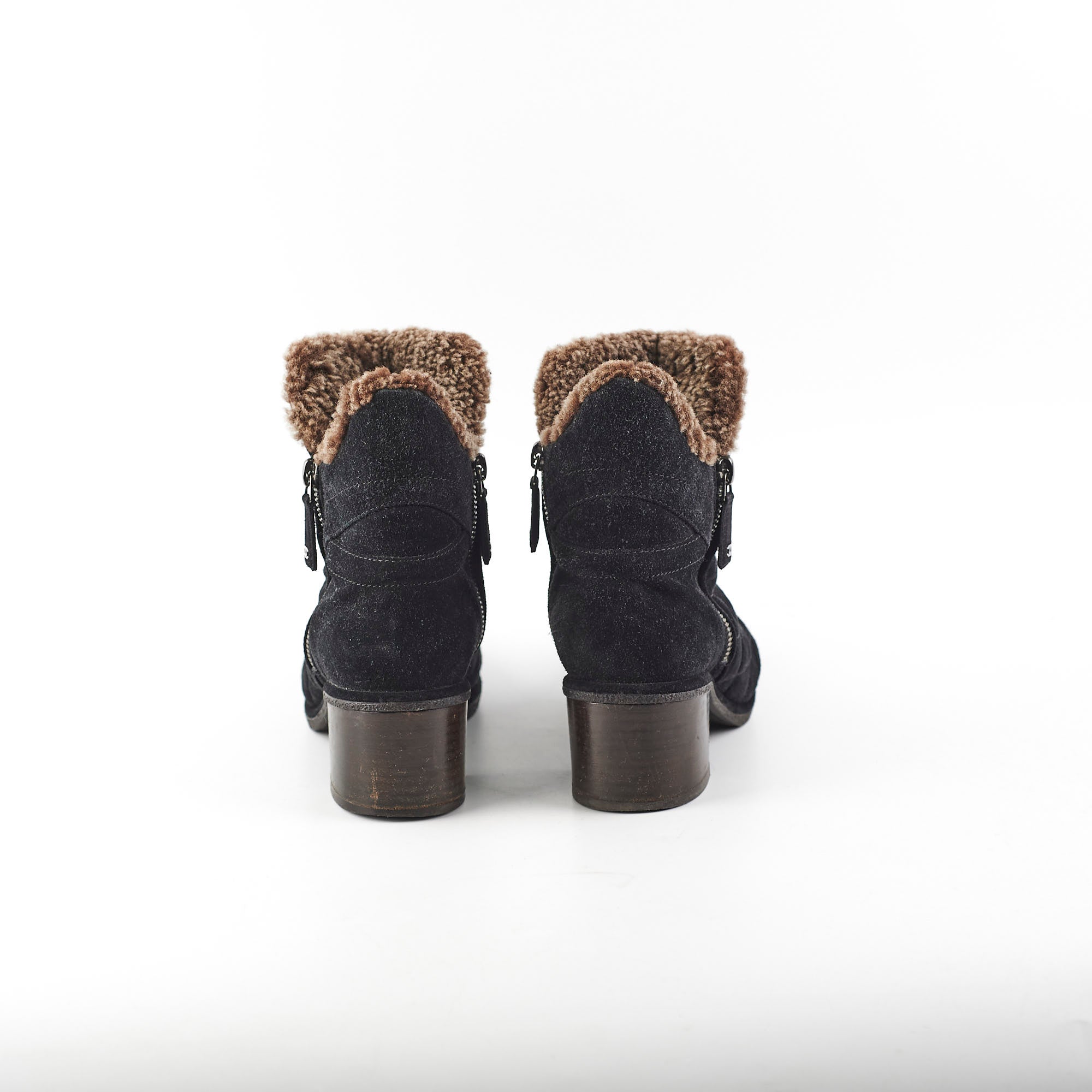 Chanel Black Suede Ankle Boots Women's Size 35.5 - Stylish & Comfortable for Fall/Winter Fashion, Office Wear & Night Out
