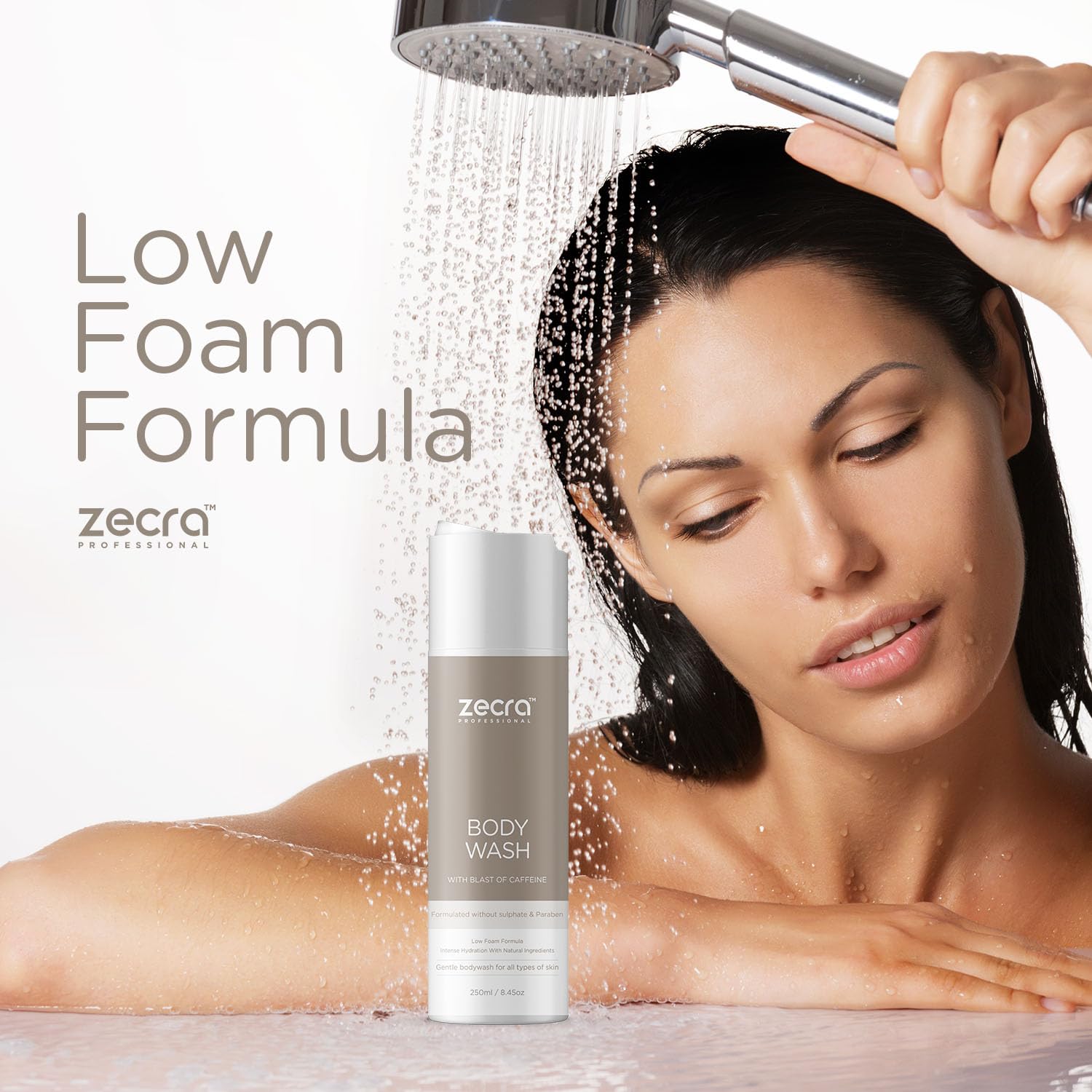 ZECRA PROFESSIONAL Sulfate-Free & Paraben-Free Unisex Body Wash with Caffeine Boost - 250mL (Pack of 2) | Hydrating & Energizing Shower Gel for Men & Women | Perfect for Morning Showers & Post-Workout Refreshment