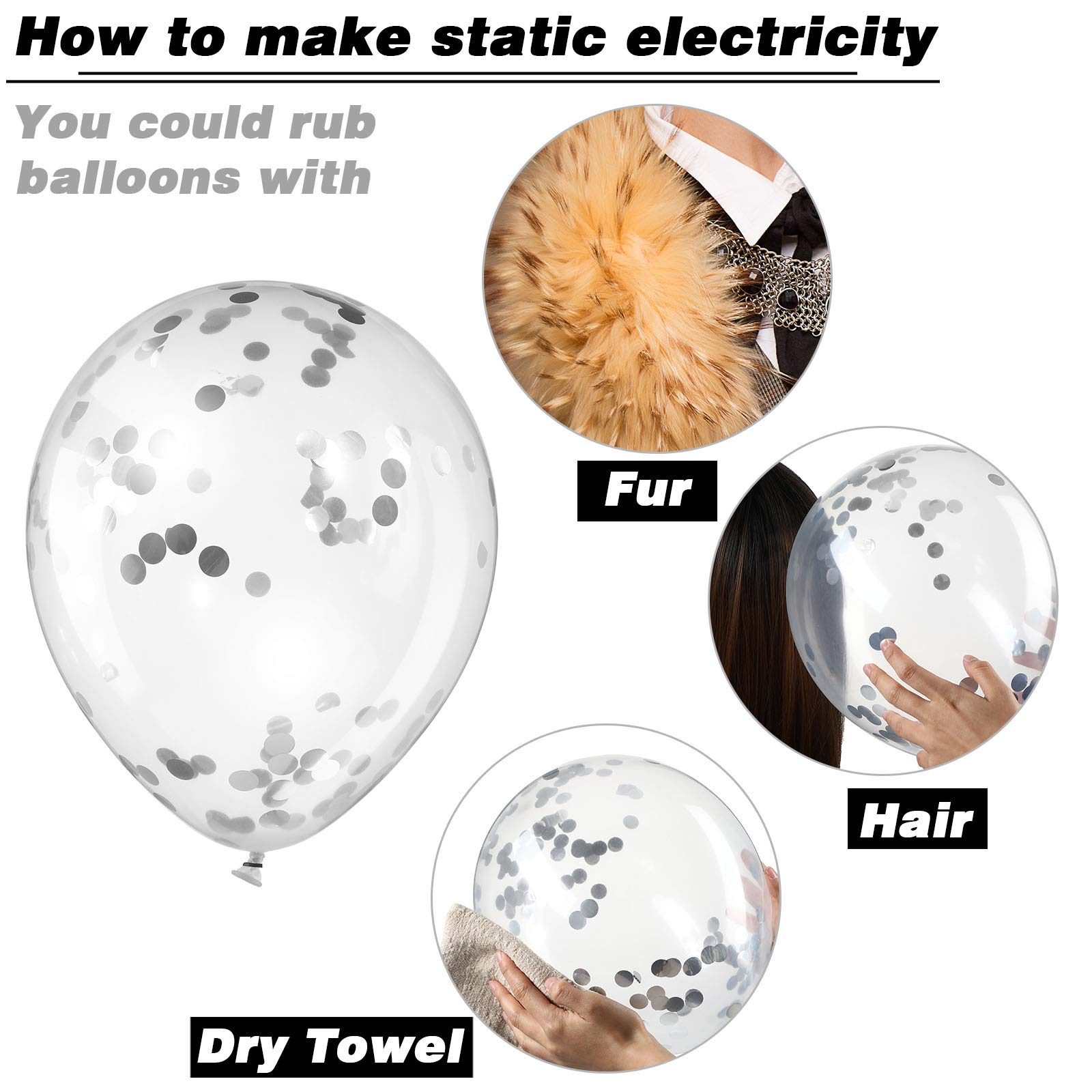 Silver Glitter Happy Birthday Banner Decoration Kit with Balloons, Circles & Swirls - Perfect for Baby Showers, Weddings, Anniversaries & Birthday Parties | Party Supplies & Hanging Decorations