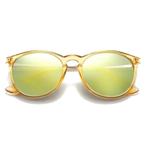 Clear Yellow Frame/Polarized Yellow Green Mirrored Lens