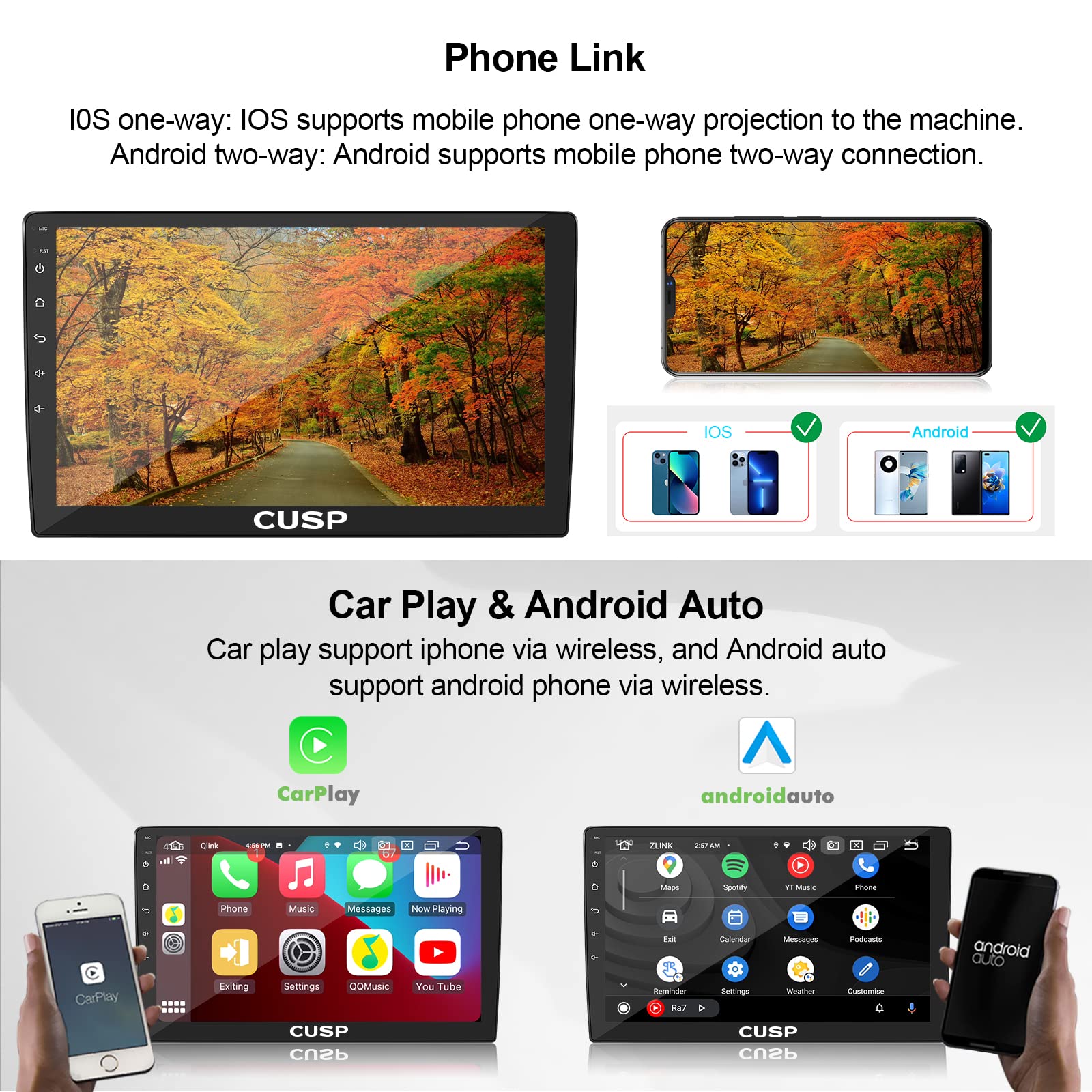 2024 New 10 Inch Android Car Stereo with GPS Navigation - Double Din Touch Screen 1280x720 HD Display - Bluetooth, FM, WiFi, Wireless CarPlay & Android Auto - Mirror Link for Phone Camera - Universal In-Dash Head Unit for Cars, Trucks & SUVs - Perfect for Road Trips & Daily Commuting