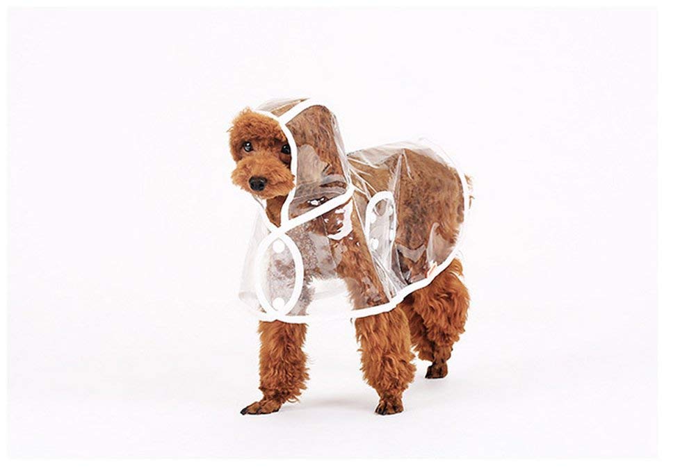 HongGun Waterproof Pet Raincoat - Transparent Dog Rain Jacket for Small Dogs & Puppies, Fashionable & Durable Rainwear (XS, White) - Perfect for Walking in Rainy Weather & Outdoor Adventures
