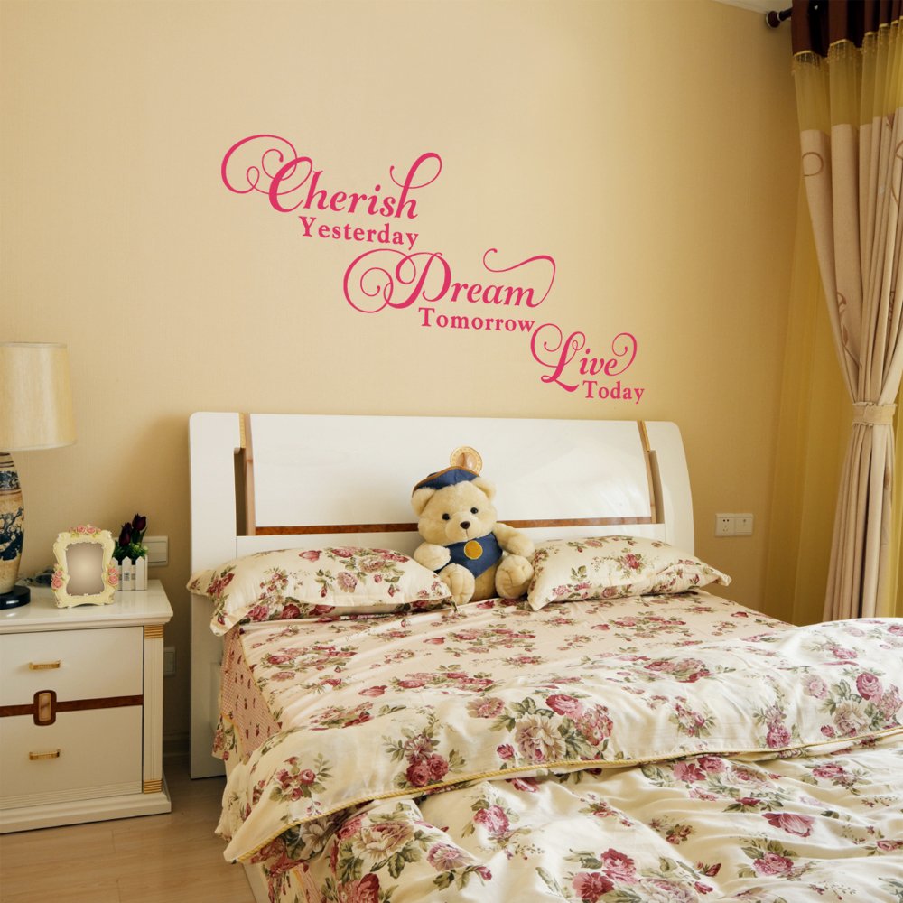 Inspirational Vinyl Wall Decal Sticker - 'Cherish Yesterday, Dream Tomorrow, Live Today' Quote Art for Home & Office Decor | Perfect for Bedroom, Living Room & Workspace Motivation