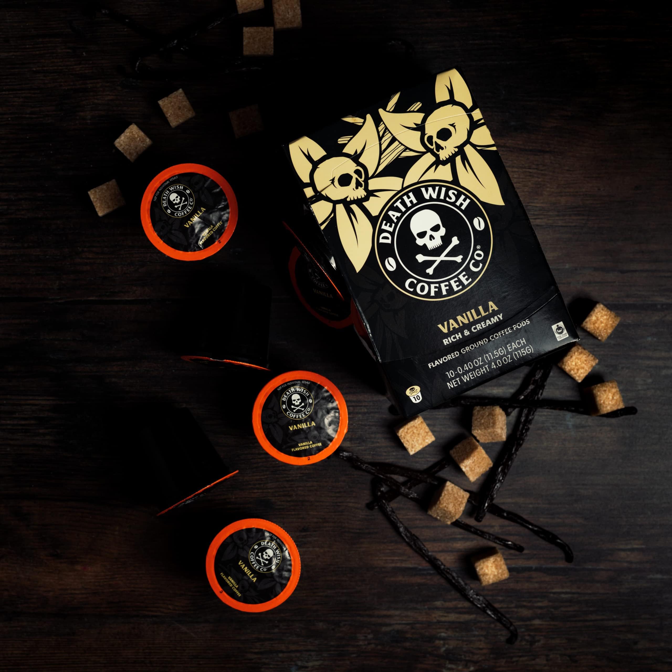 Death Wish Coffee Vanilla Single Serve Pods (30 Count) - Strongest Coffee Pods for Keurig Machines - Perfect for Home, Office & Travel Use