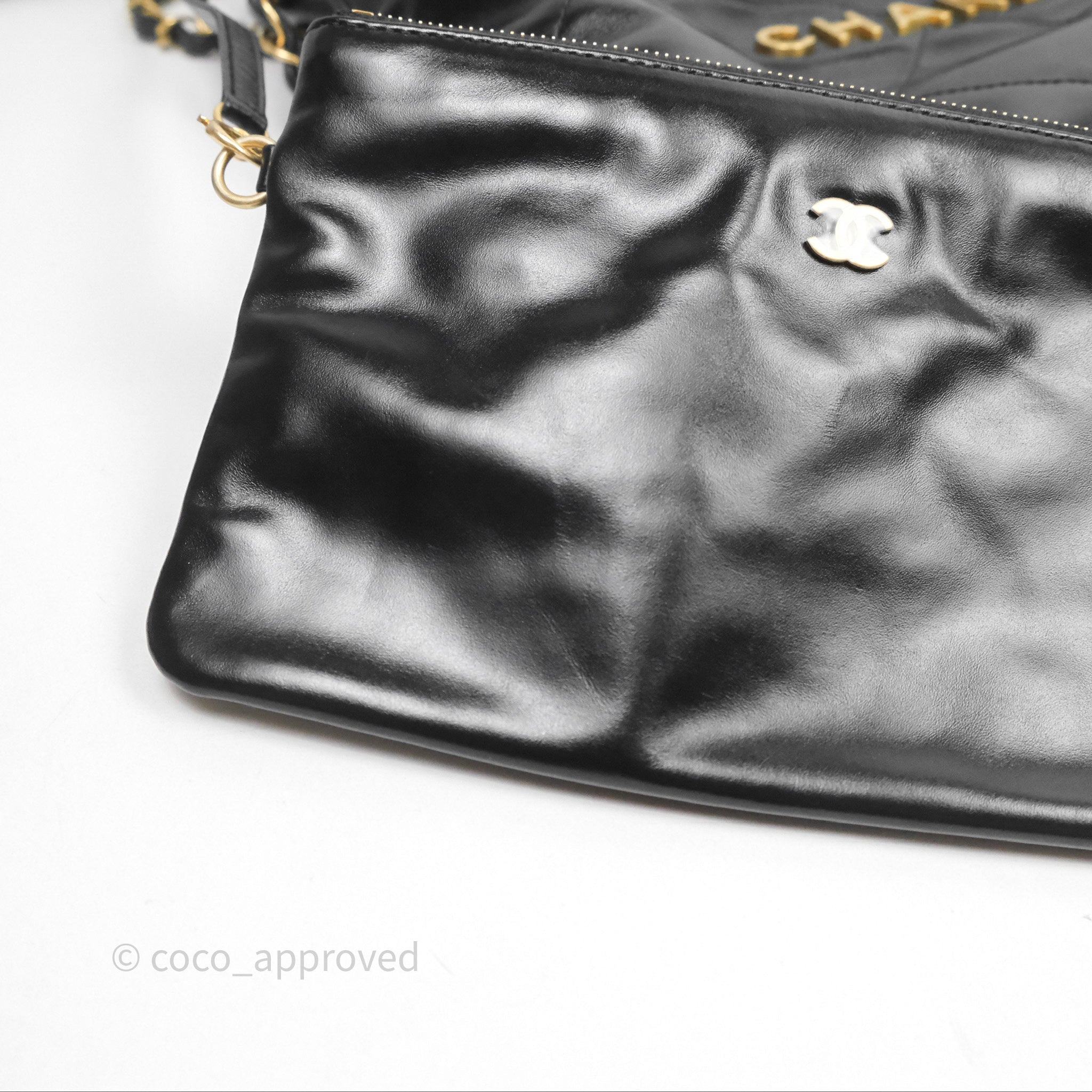 Chanel 22 Small Handbag - Black Shiny Calfskin Leather with Aged Gold Hardware | Luxury Crossbody Bag for Women, Perfect for Date Night & Evening Events