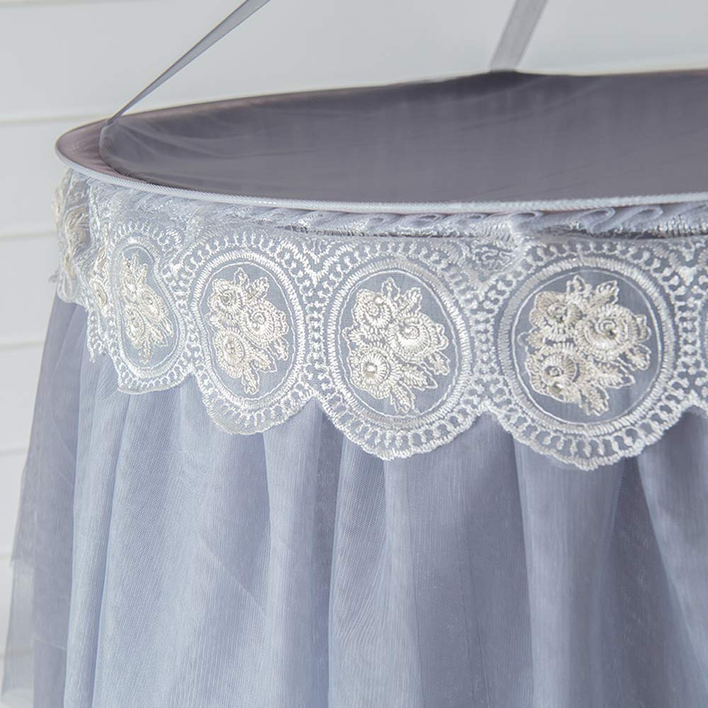 Elegant Mengersi Bed Canopy Curtains with Mosquito Net & Star Design for Girls, Boys & Adults - Perfect for Bedroom Decor, Gaming & Relaxation (Gray-Blue)