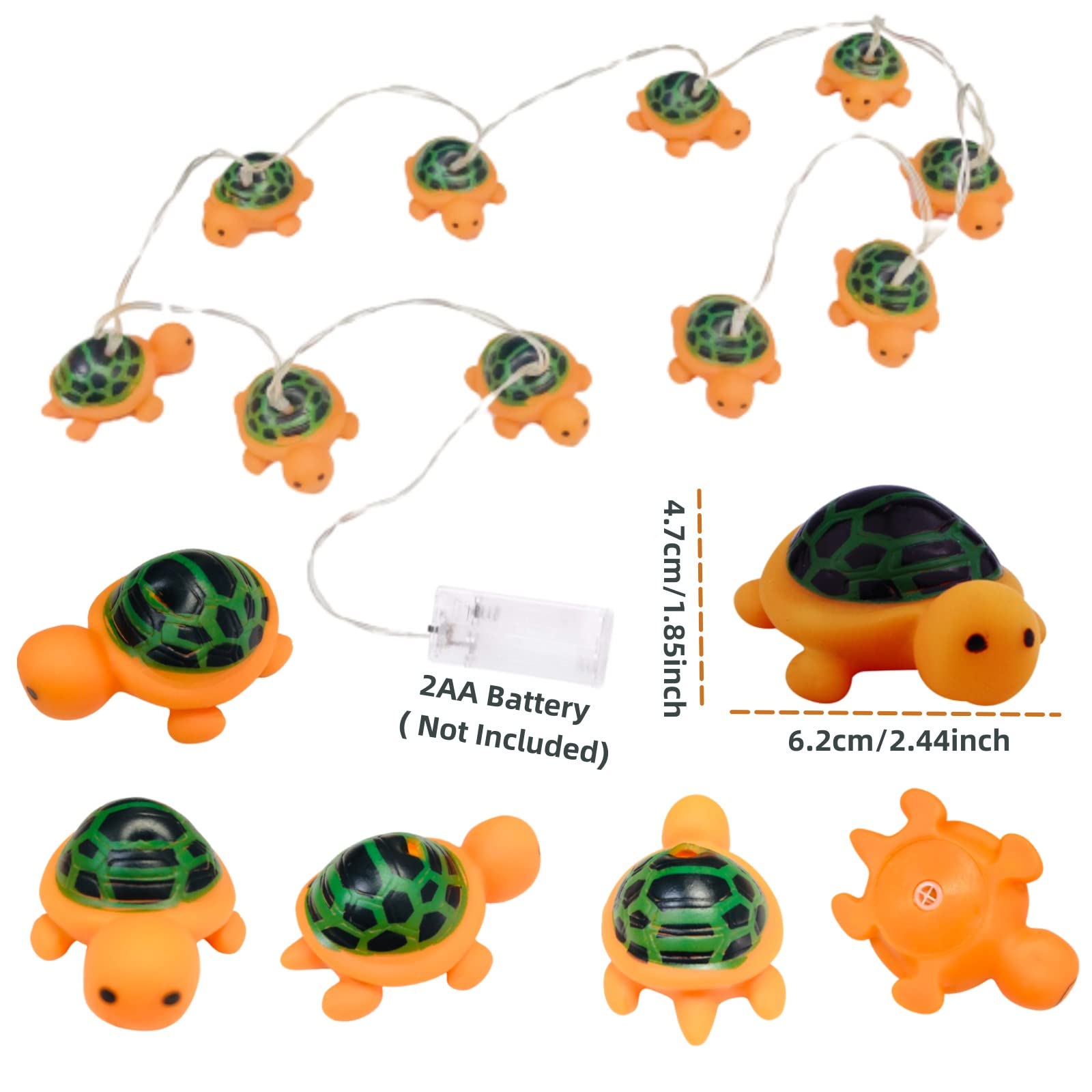 Cute Turtle Night Lights - Battery Operated LED String Lights for Kids Bedroom, Nursery, Home & Holiday Decor (10 LED, 1.65m) - Perfect for Bedtime, Birthday Parties & Christmas Tree Decorations
