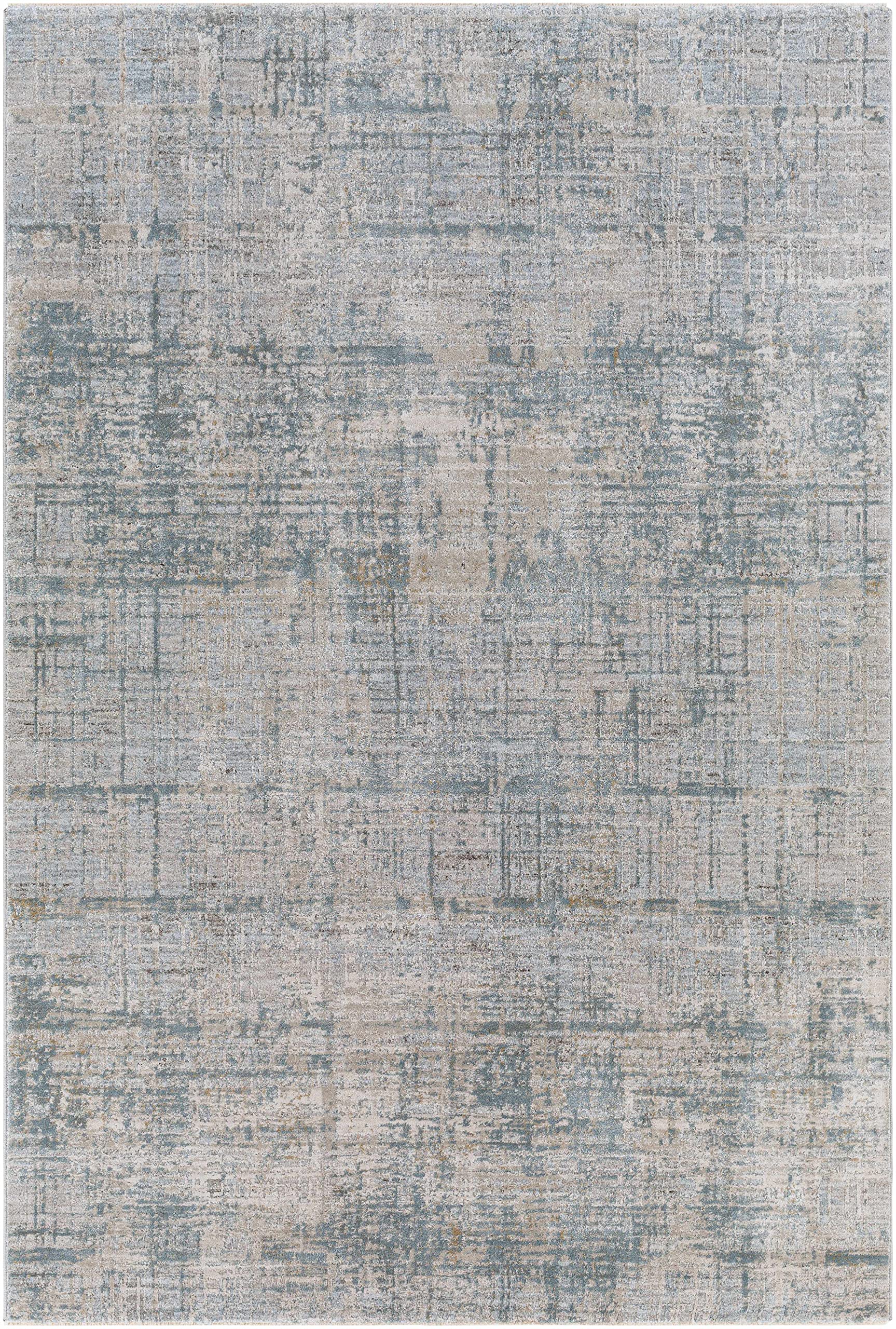 Hauteloom Fallin Modern Area Rug for Living Room and Bedroom - Soft Gray & Green Round Carpet 7'10