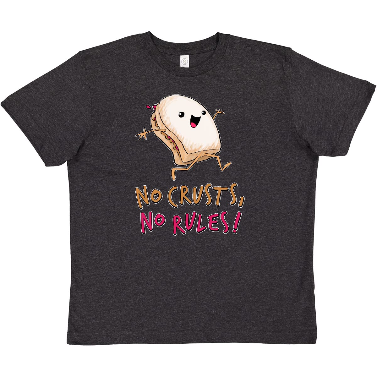Inktastic No Crusts No Rules Silly PB&J Sandwich Graphic Youth T-Shirt - Fun Casual Wear for Kids & Teens