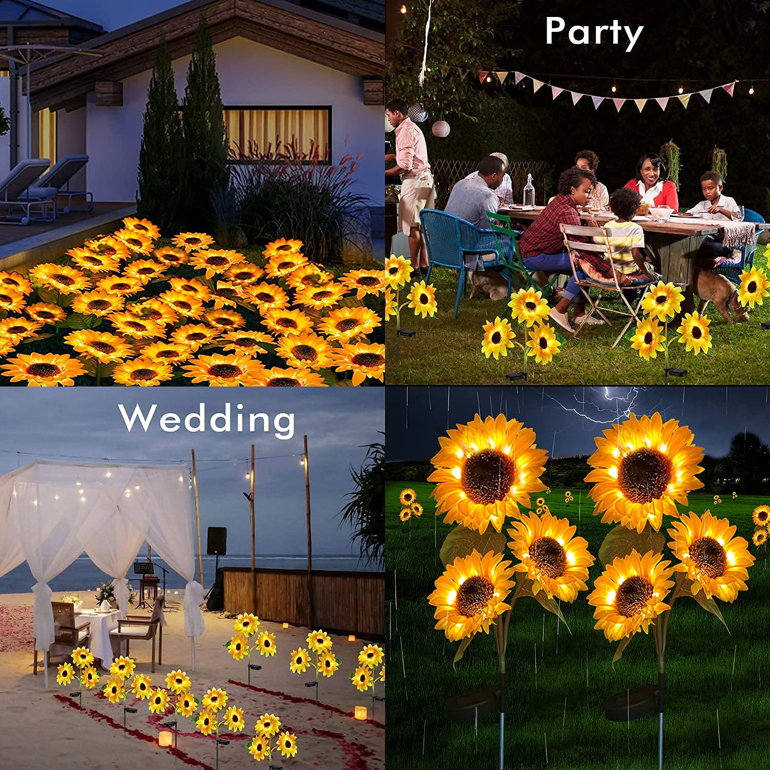 2 Pack Solar Garden Stake Lights - 30LED Waterproof Outdoor Sunflower Solar Lights for Landscape, Path, Courtyard, Terrace & Backyard | Decorative DIY Flower Tree Lighting for Christmas & Year-Round Garden Decor