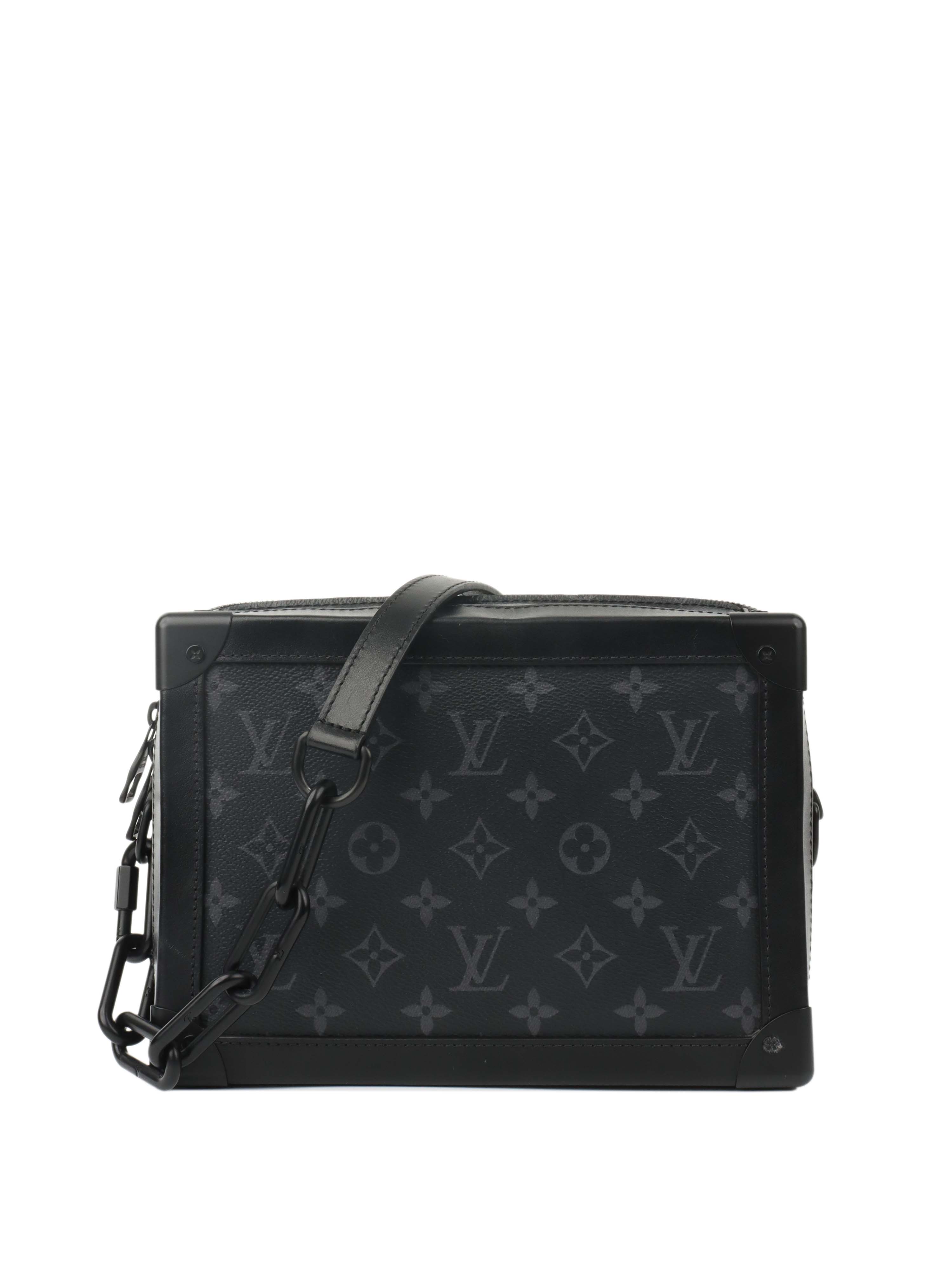 Authentic Louis Vuitton Black Leather Trunk - Luxury Vintage Travel Case for Business & Vacation, Perfect for Air Travel & Stylish Storage