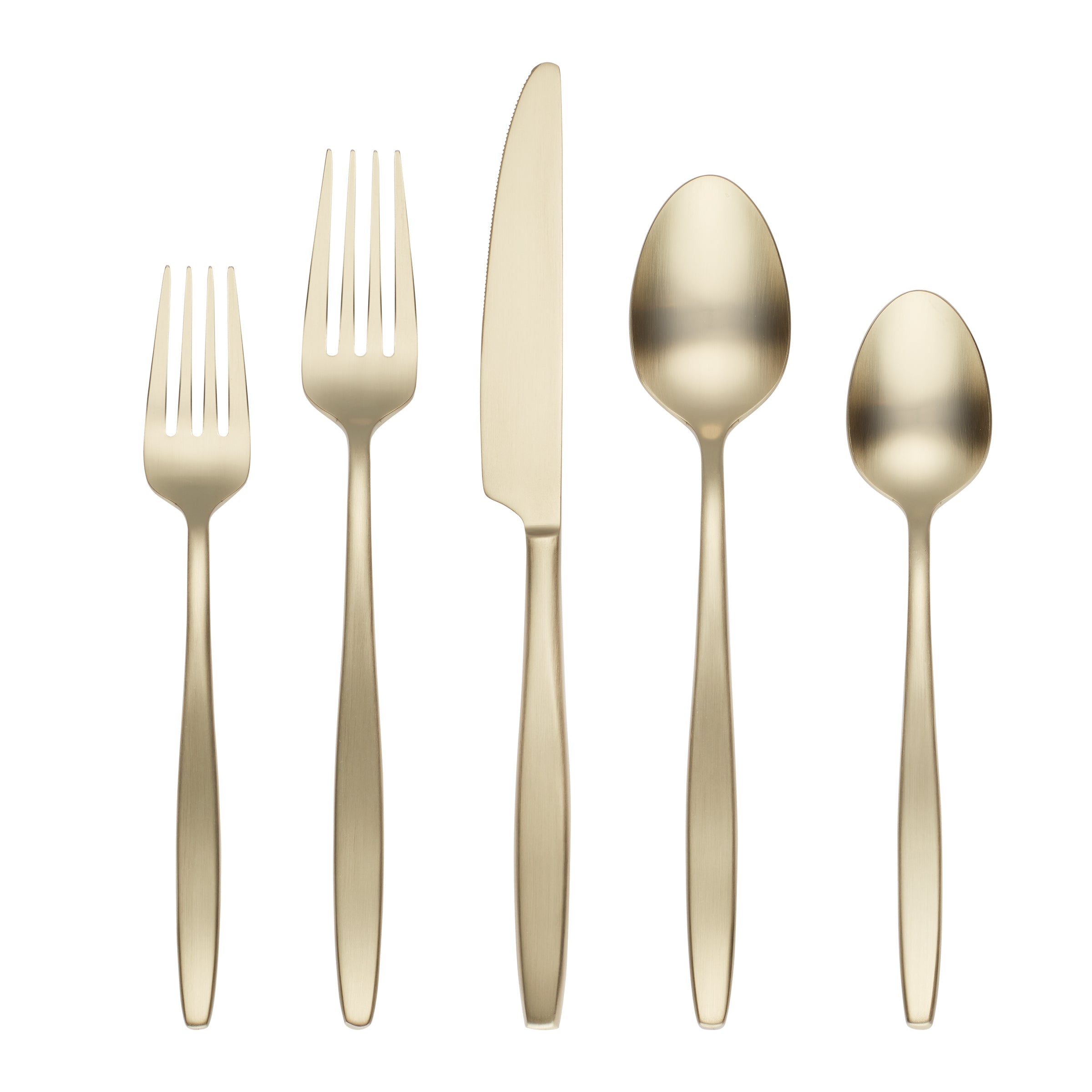 Nylah 20-Piece Flatware Set - Stainless Steel Champagne Satin Finish - Elegant Dining Utensils for Wedding, Anniversary & Formal Dinner Parties