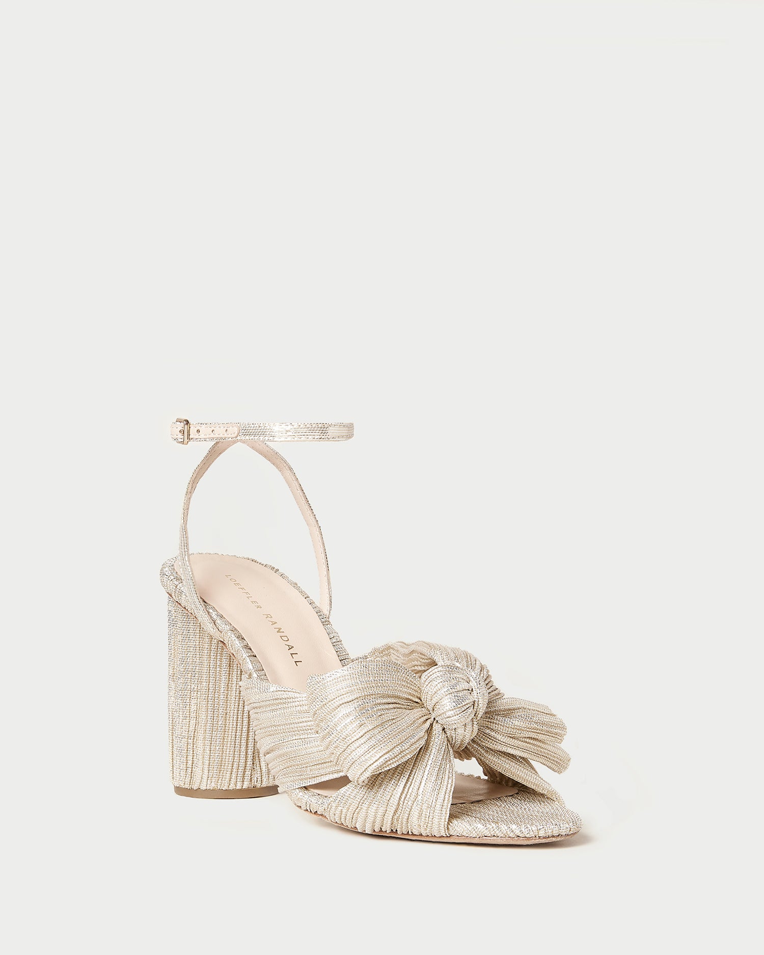 Camellia Platinum Pleated Bow Heel - Elegant Women's Dress Shoes for Weddings, Parties & Special Occasions