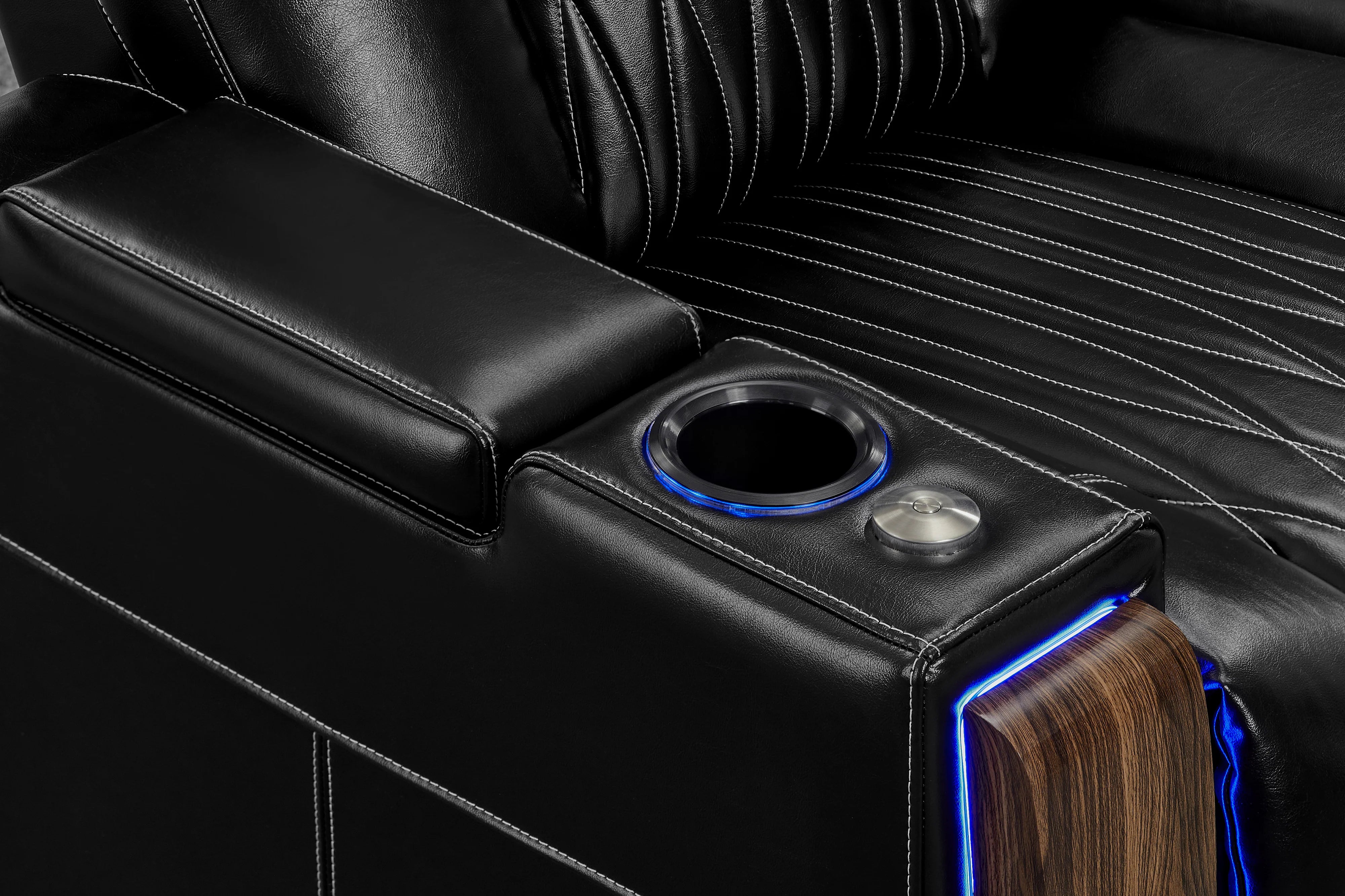 Valencia 2025 Tuscany Executive Heat & Massage Leather Home Theater Seating - 3-Seater Recliner Sofa with Heating & Massage Functions, Midnight Black - Perfect for Home Cinema, Gaming & Luxury Living Room