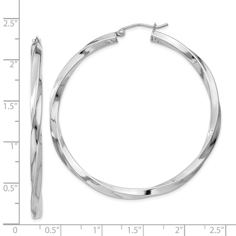 925 Sterling Silver 3mm Twisted Hoop Earrings for Women - 52mm x 50mm Dainty Boho Jewelry - Perfect for Everyday Wear, Parties & Gifts