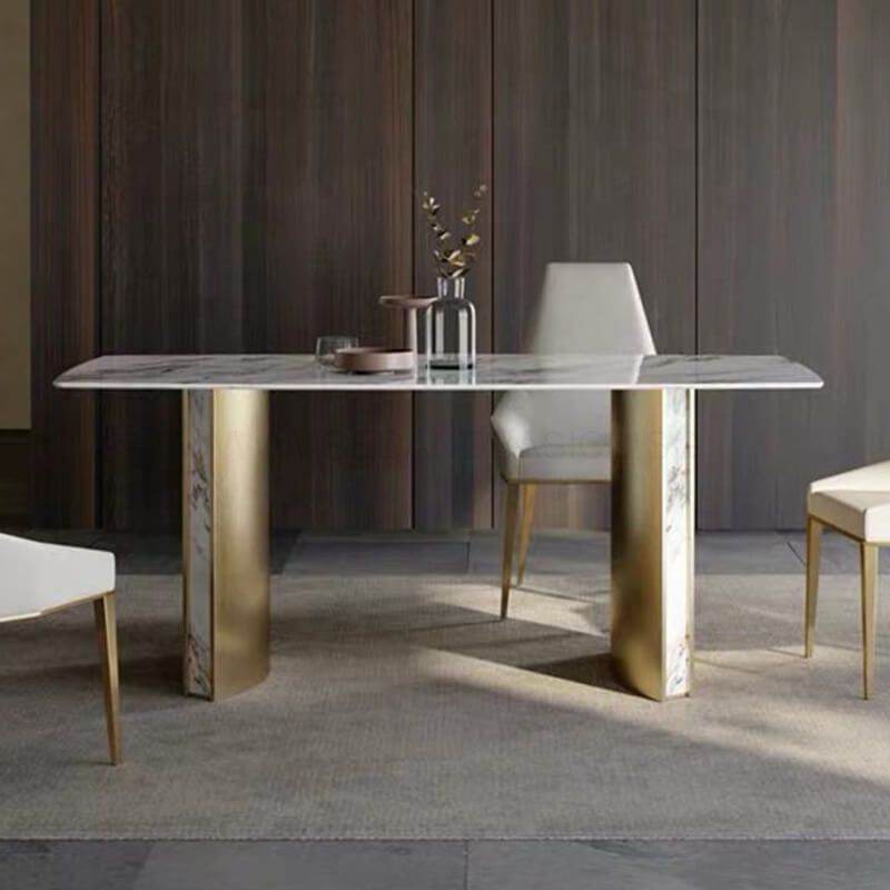 Premium Ibeno Sintered Stone Dining Table - Modern & Durable Kitchen Table for 6-8 People - Perfect for Family Dinners, Entertaining Guests & Contemporary Dining Rooms